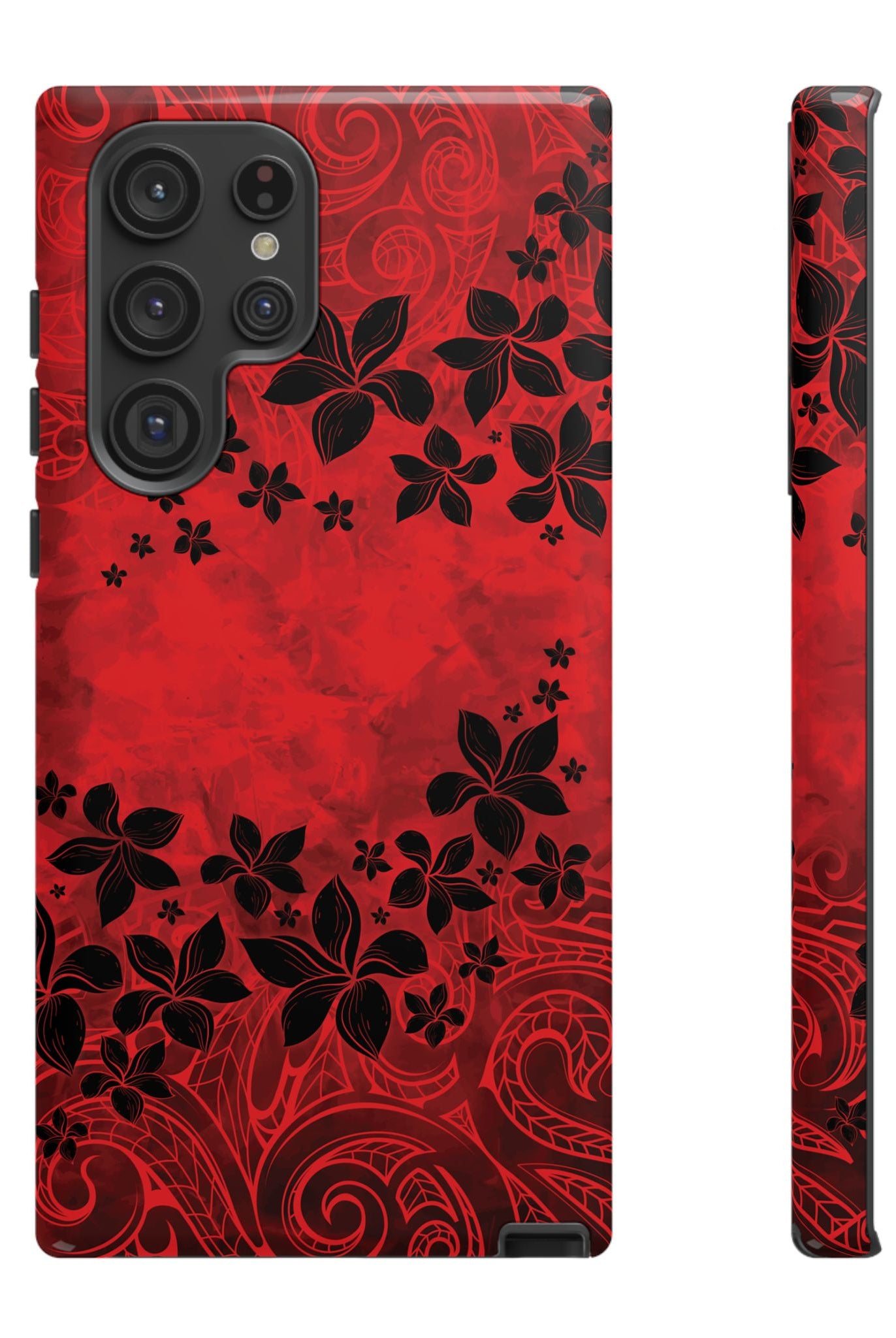 Keahi Pua Tough Samsung Galaxy Case Side View - Dual Layer Drop Protection Hawaiian Phone Case - The Local Banyan