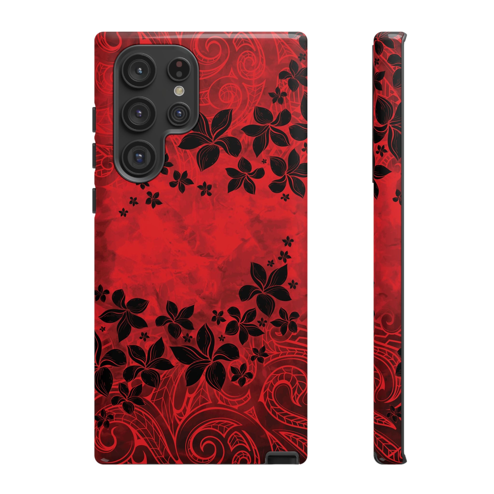 Keahi Pua Tough Samsung Galaxy Case Side View - Dual Layer Drop Protection Hawaiian Phone Case - The Local Banyan