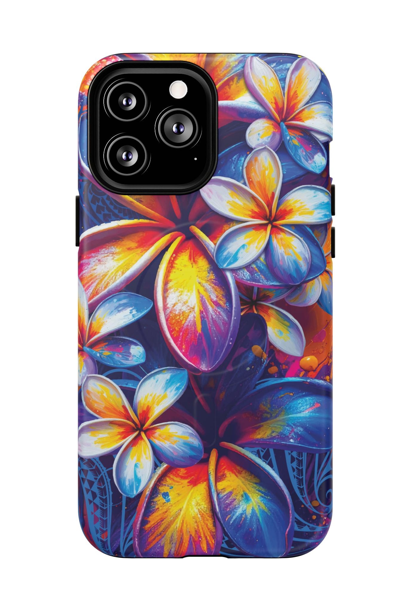 Woman holding Sunset Ink MagSafe iPhone Case - Hawaiian Plumeria Street Art Graffiti Tropical Design - The Local Banyan