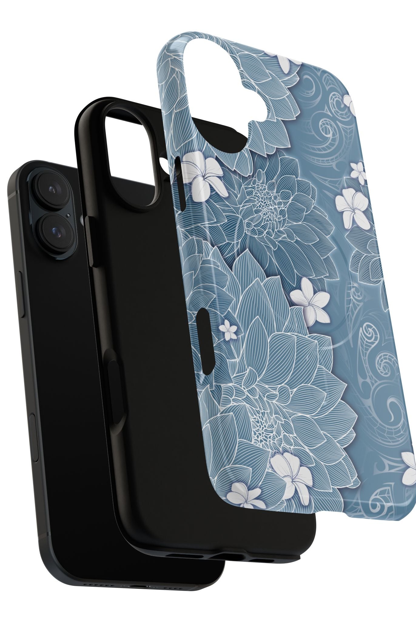 Woman holding Pua La MagSafe iPhone Case - Hawaiian Golden Hibiscus Sun Flower Sapphire Design - The Local Banyan