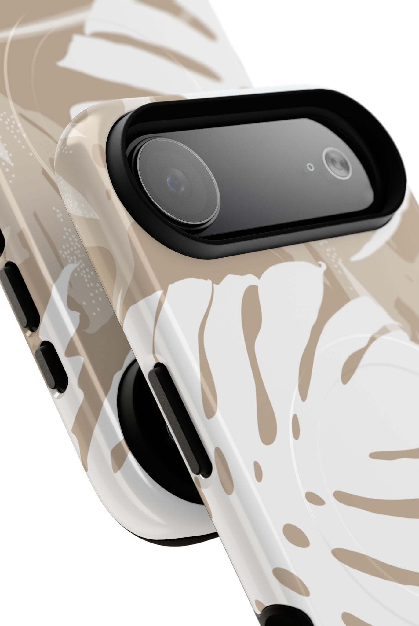 Woman holding Exotic Monstera MagSafe iPhone Case - Hawaiian Tropical Monstera Botanical Neutral Design - The Local Banyan