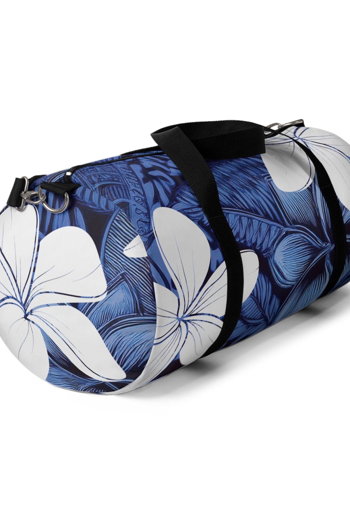 Eternal Blue Plumeria Barrel Duffel Bag Duffels
