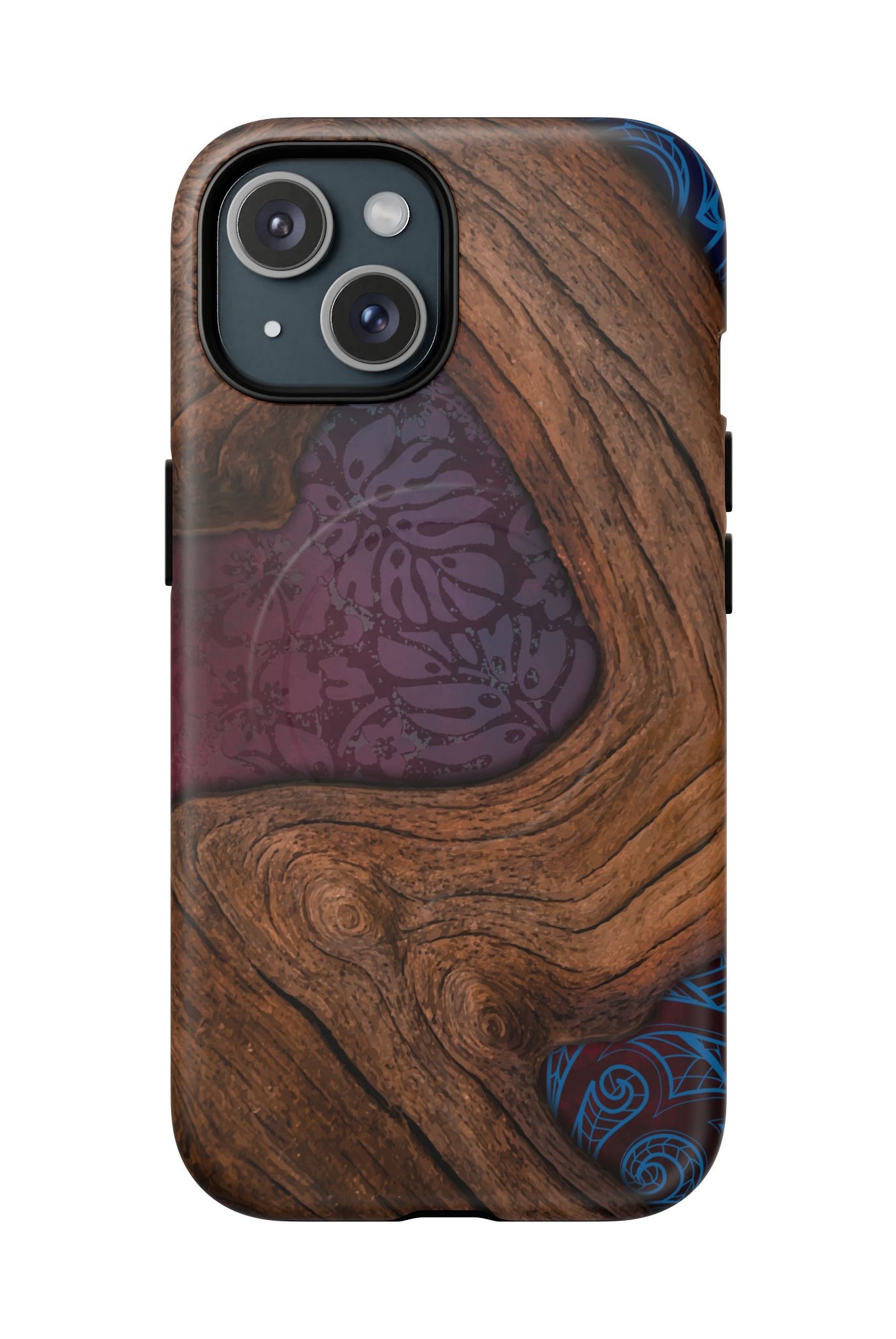 Rooted MagSafe iPhone Case iPhone 15 Matte - Hawaiian Koa Wood Island Strength Tribal Design - The Local Banyan