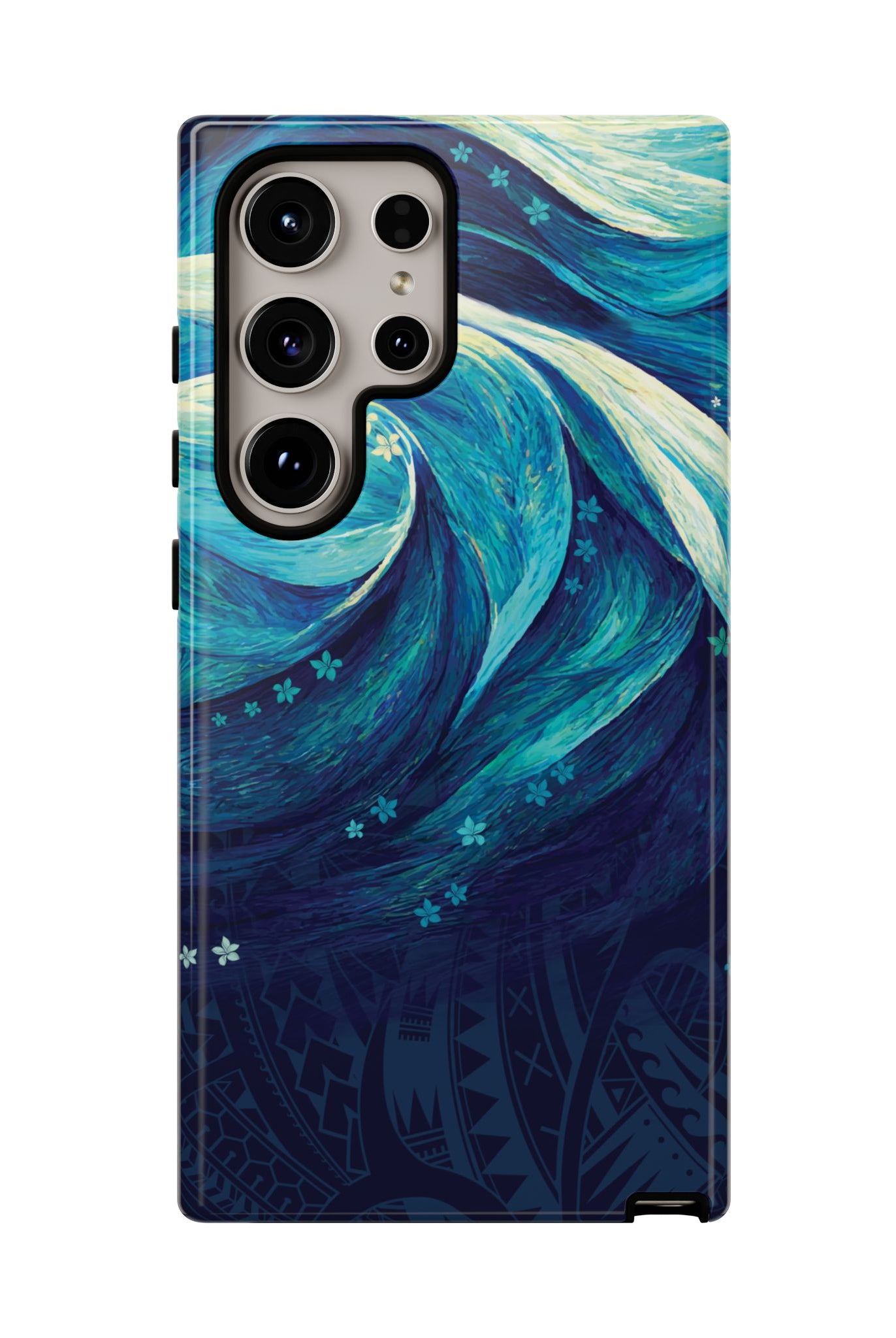 Woman holding Eternal Mana Tough Samsung Galaxy Case - Hawaiian Ocean Wave Polynesian Tribal Design - The Local Banyan