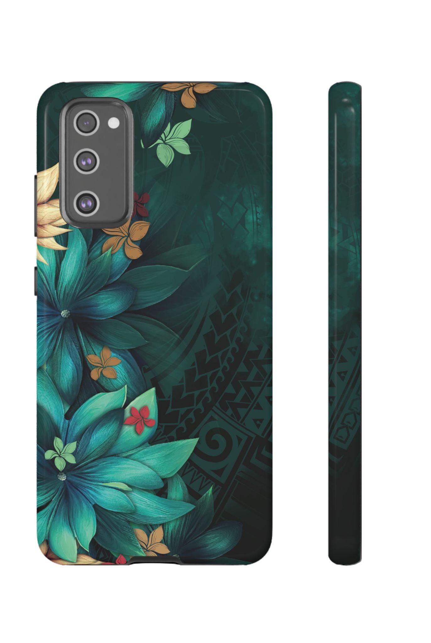 Aloha Whispers Tough Samsung Galaxy Case Samsung Galaxy S20 FE Glossy - Hawaiian Abstract Green Floral Polynesian Design - The Local Banyan