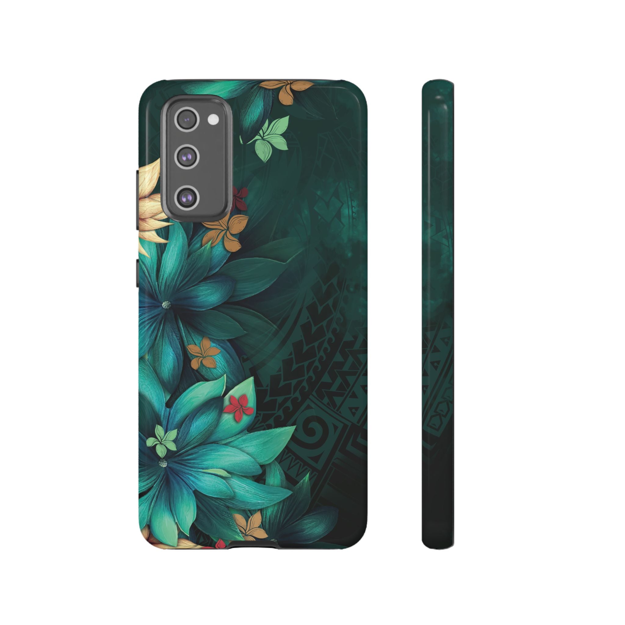 Aloha Whispers Tough Samsung Galaxy Case Samsung Galaxy S20 FE Glossy - Hawaiian Abstract Green Floral Polynesian Design - The Local Banyan
