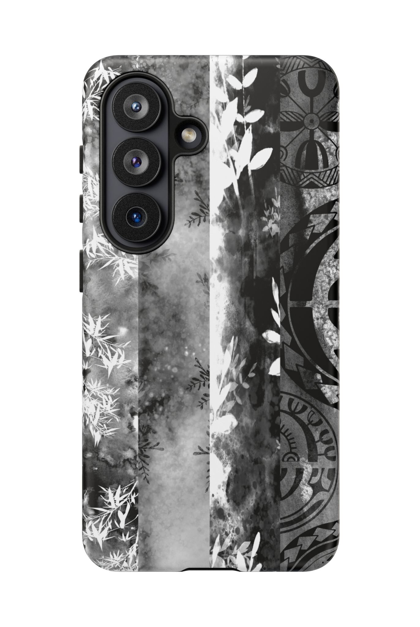 Monochrome Oasis Tough Samsung Galaxy Case Side View - Dual Layer Drop Protection Hawaiian Phone Case - The Local Banyan