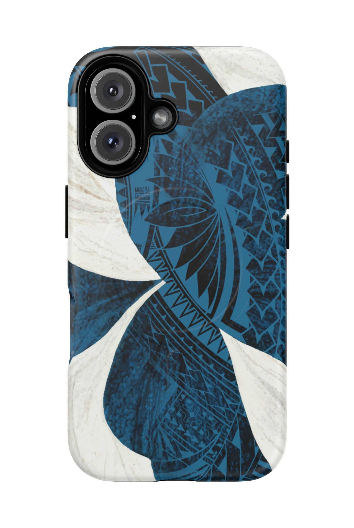 Hana Breeze MagSafe iPhone Case iPhone 16 Matte - Hawaiian Blue Plumeria Polynesian Botanical Design - The Local Banyan
