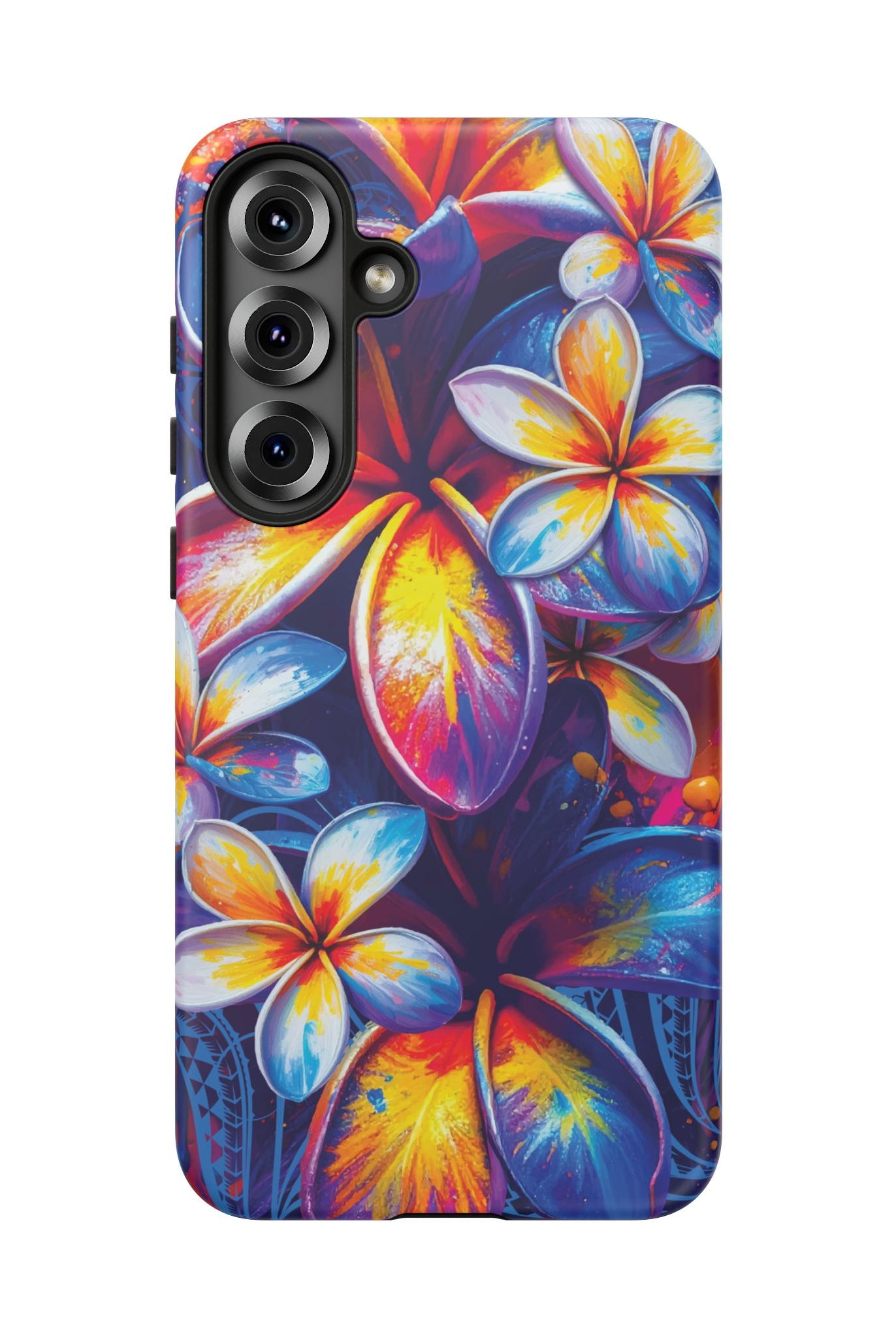 Sunset Ink Tough Samsung Galaxy Case Detail View - Hawaiian Plumeria Street Art Graffiti Tropical Design Close Up - The Local Banyan
