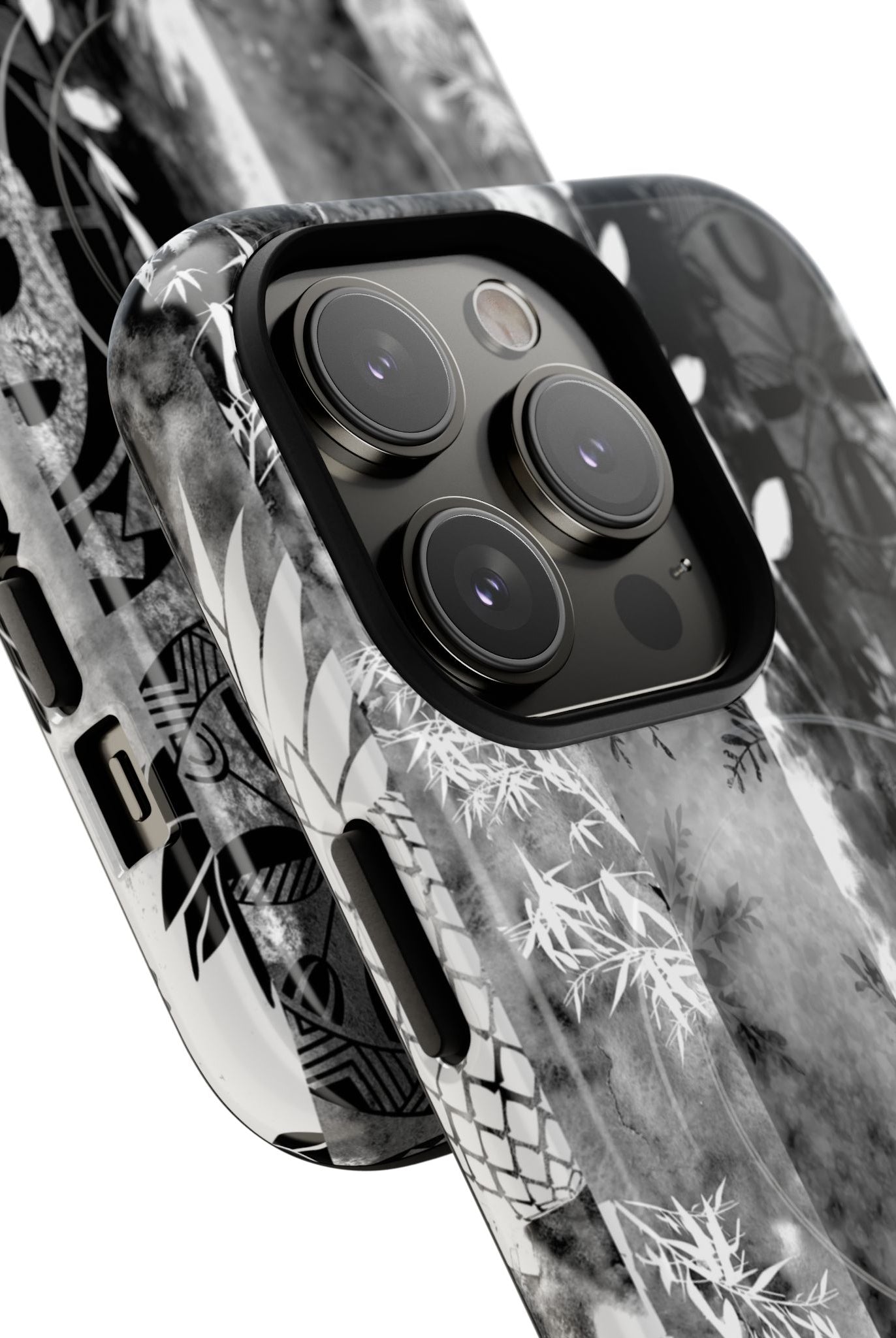 Monochrome Oasis MagSafe iPhone Case Side View - Dual Layer Drop Protection Hawaiian Phone Case - The Local Banyan