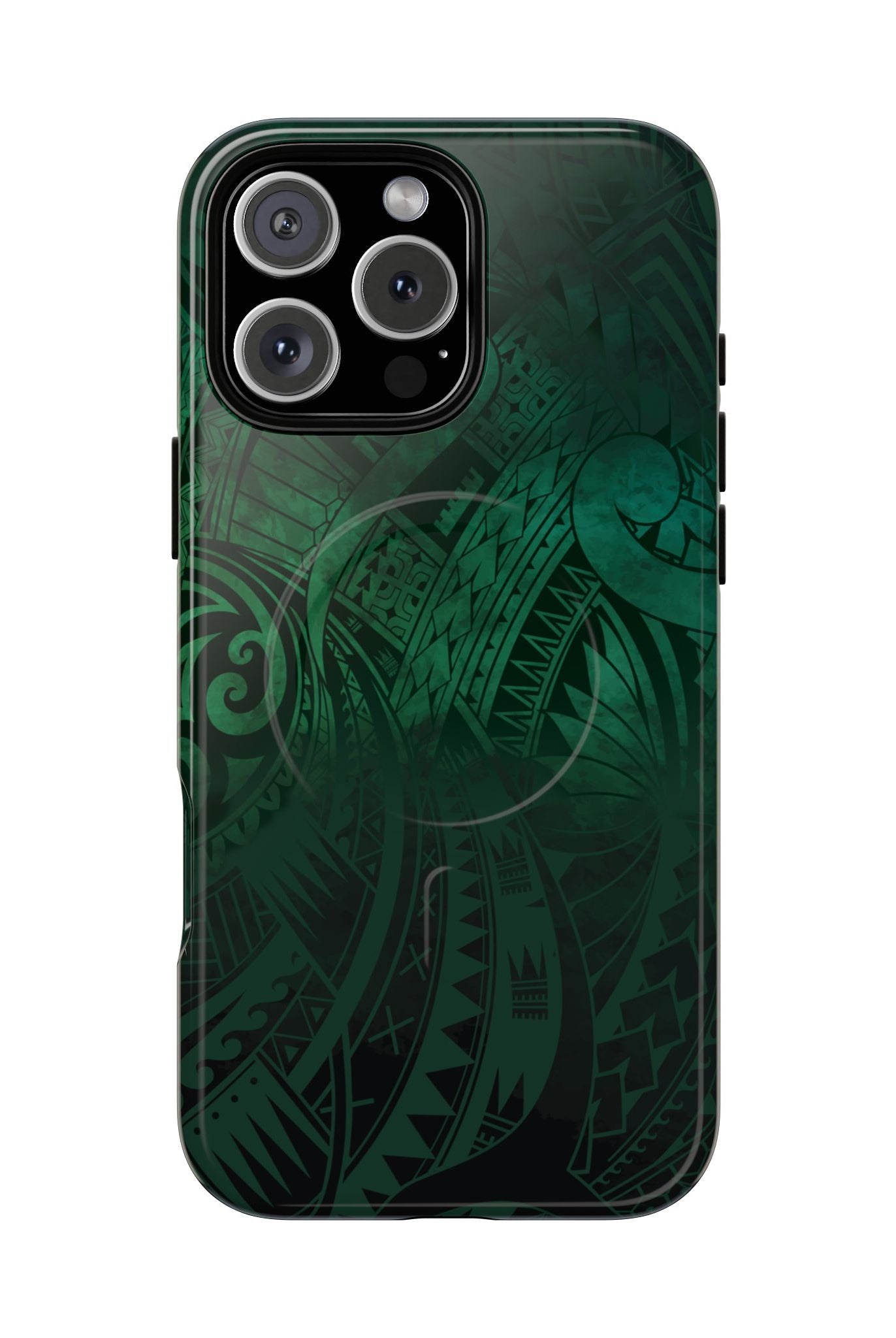 Nahele Spirit MagSafe iPhone Case iPhone 16 Pro Max Glossy - Hawaiian Forest Green Polynesian Tribal Design - The Local Banyan