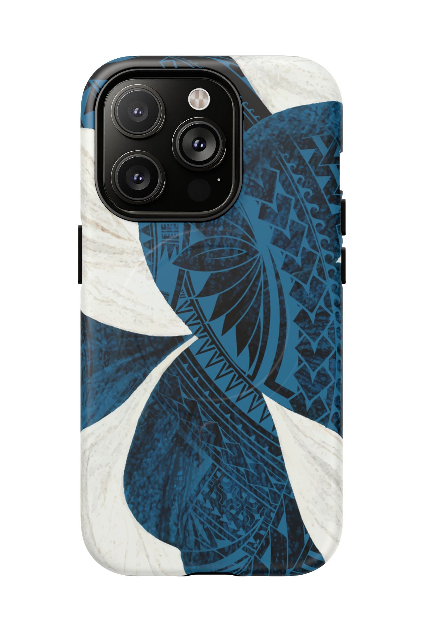 Hana Breeze MagSafe iPhone Case iPhone 14 Pro Matte - Hawaiian Blue Plumeria Polynesian Botanical Design - The Local Banyan