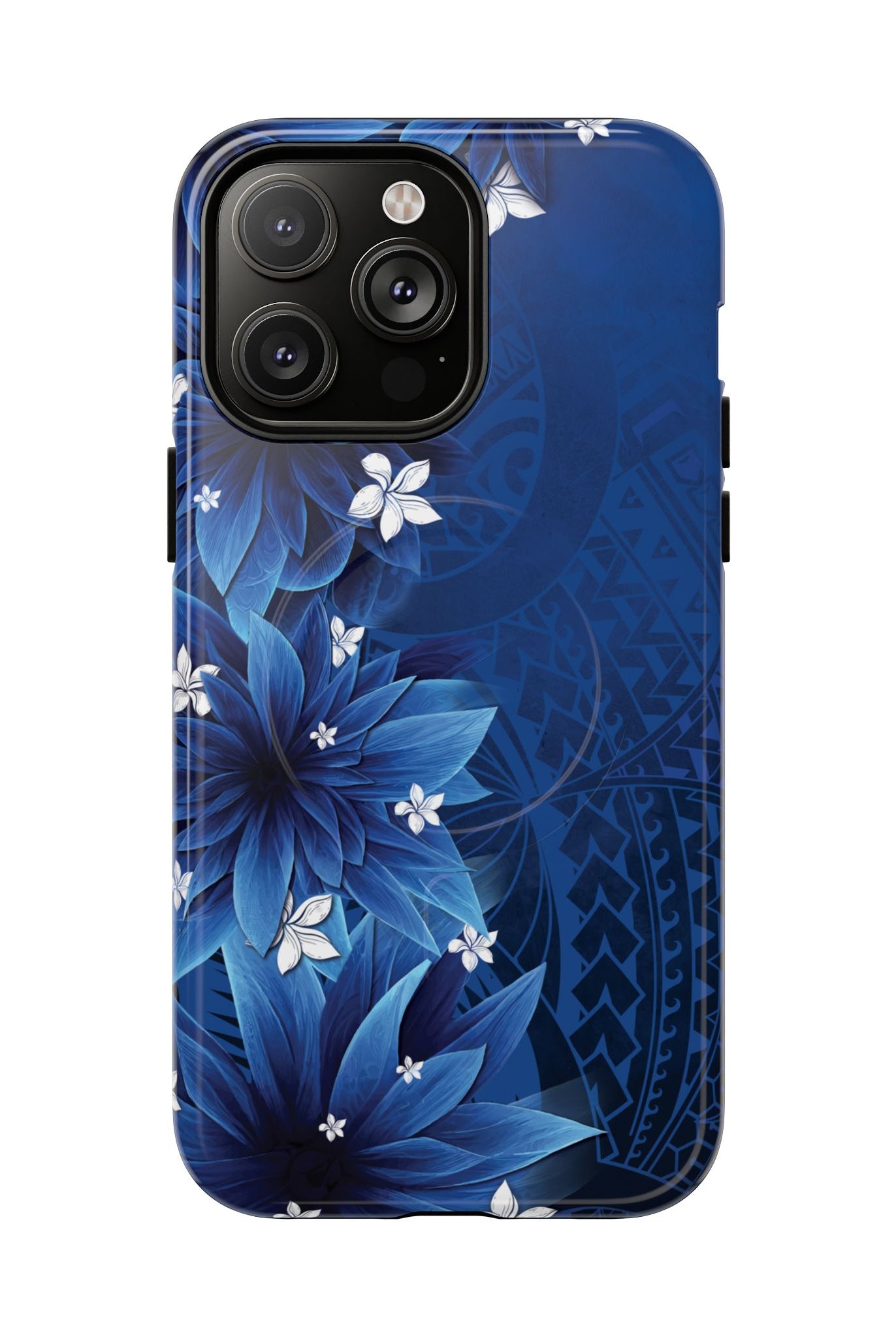 Hoku Pua MagSafe iPhone Case iPhone 14 Pro Max Glossy - Hawaiian Blue Star Flower Polynesian Design - The Local Banyan