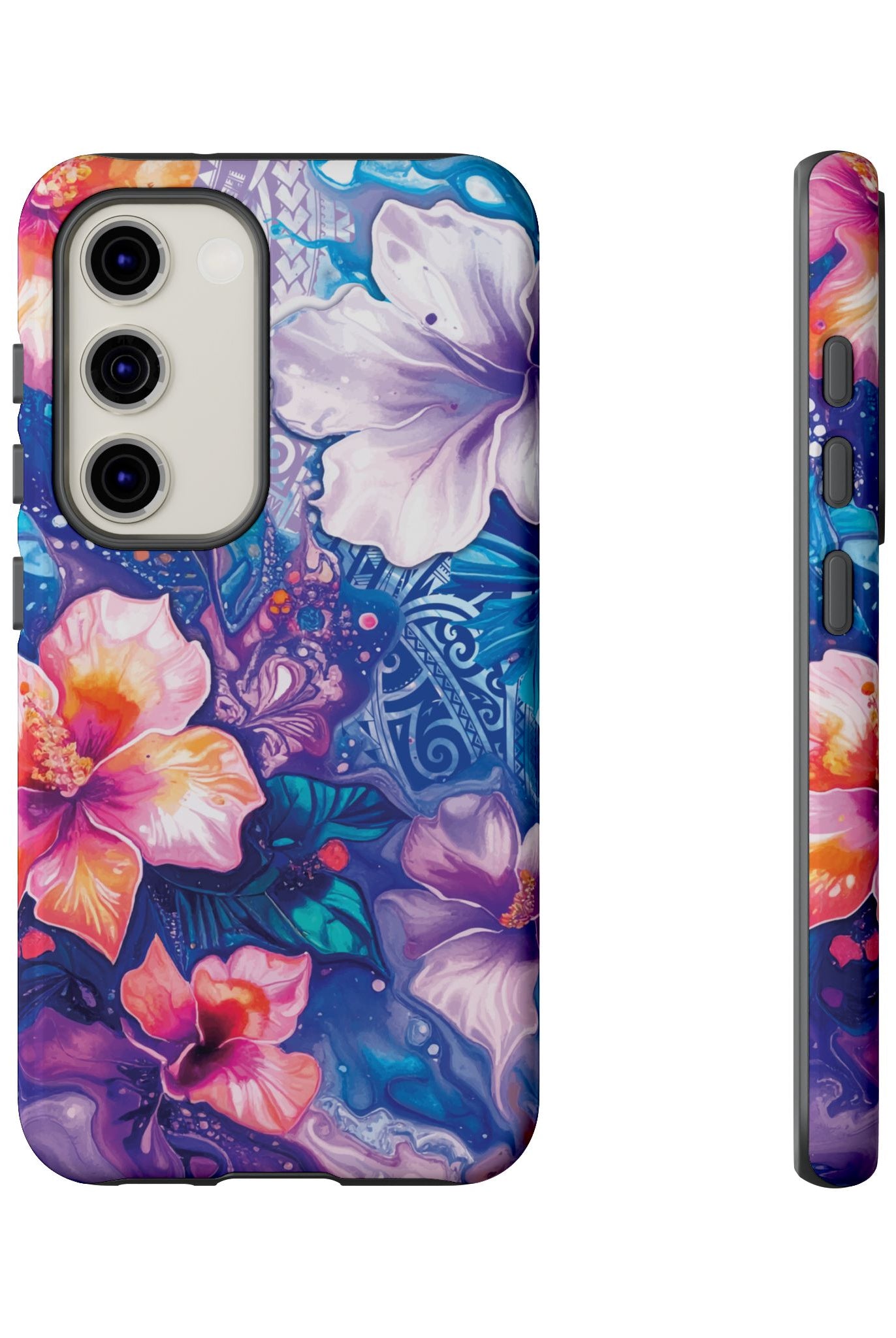 Aloha Wai Tough Samsung Galaxy Case Detail View - Hawaiian Aloha Tropical Floral Design Close Up - The Local Banyan