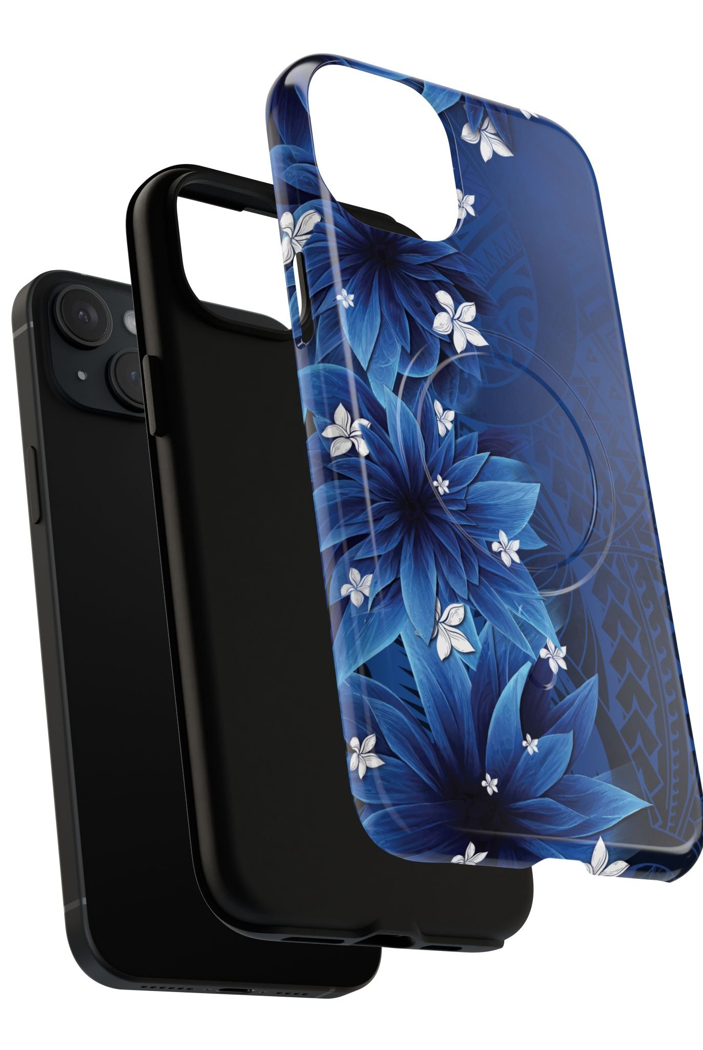 Hoku Pua MagSafe iPhone Case Detail View - Hawaiian Blue Star Flower Polynesian Design Close Up - The Local Banyan