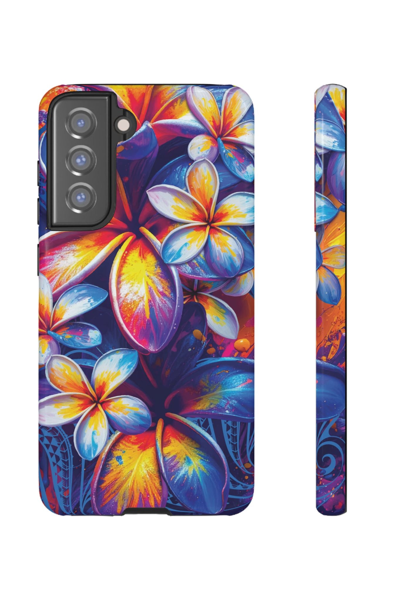 Sunset Ink Tough Samsung Galaxy Case Samsung Galaxy S21 FE Glossy - Hawaiian Plumeria Street Art Graffiti Tropical Design - The Local Banyan