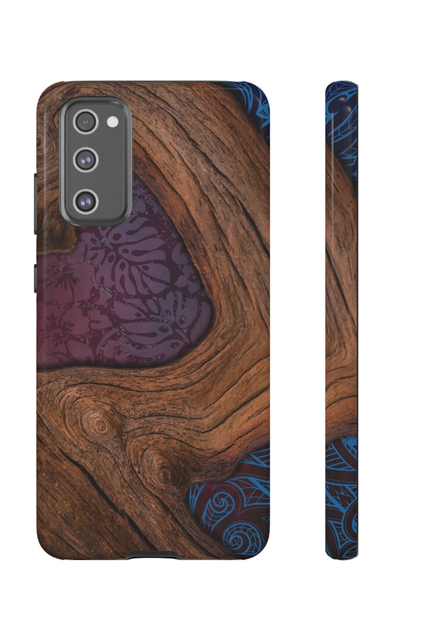 Rooted Tough Samsung Galaxy Case Samsung Galaxy S20 FE Glossy - Hawaiian Koa Wood Island Strength Tribal Design - The Local Banyan