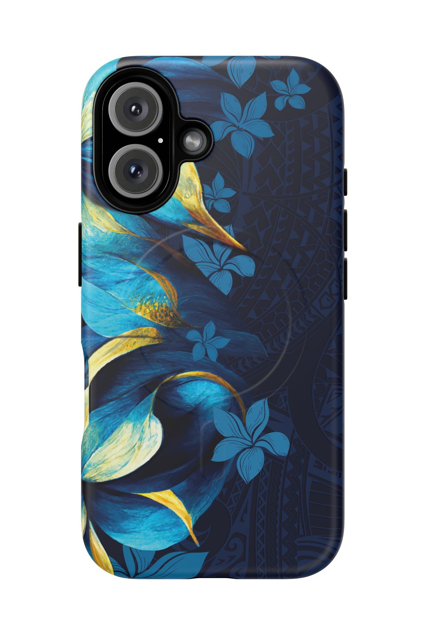 Po Mahina MagSafe iPhone Case iPhone 16 Matte - Hawaiian Moonlit Teal Gold Floral Design - The Local Banyan