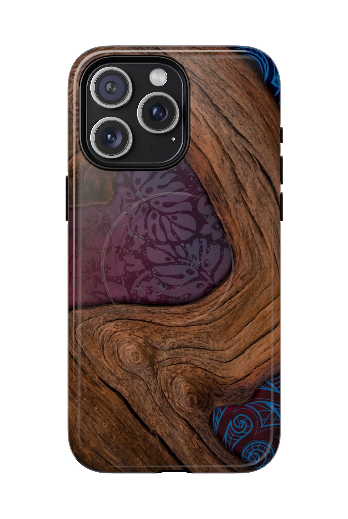 Rooted MagSafe iPhone Case iPhone 15 Pro Max Glossy - Hawaiian Koa Wood Island Strength Tribal Design - The Local Banyan