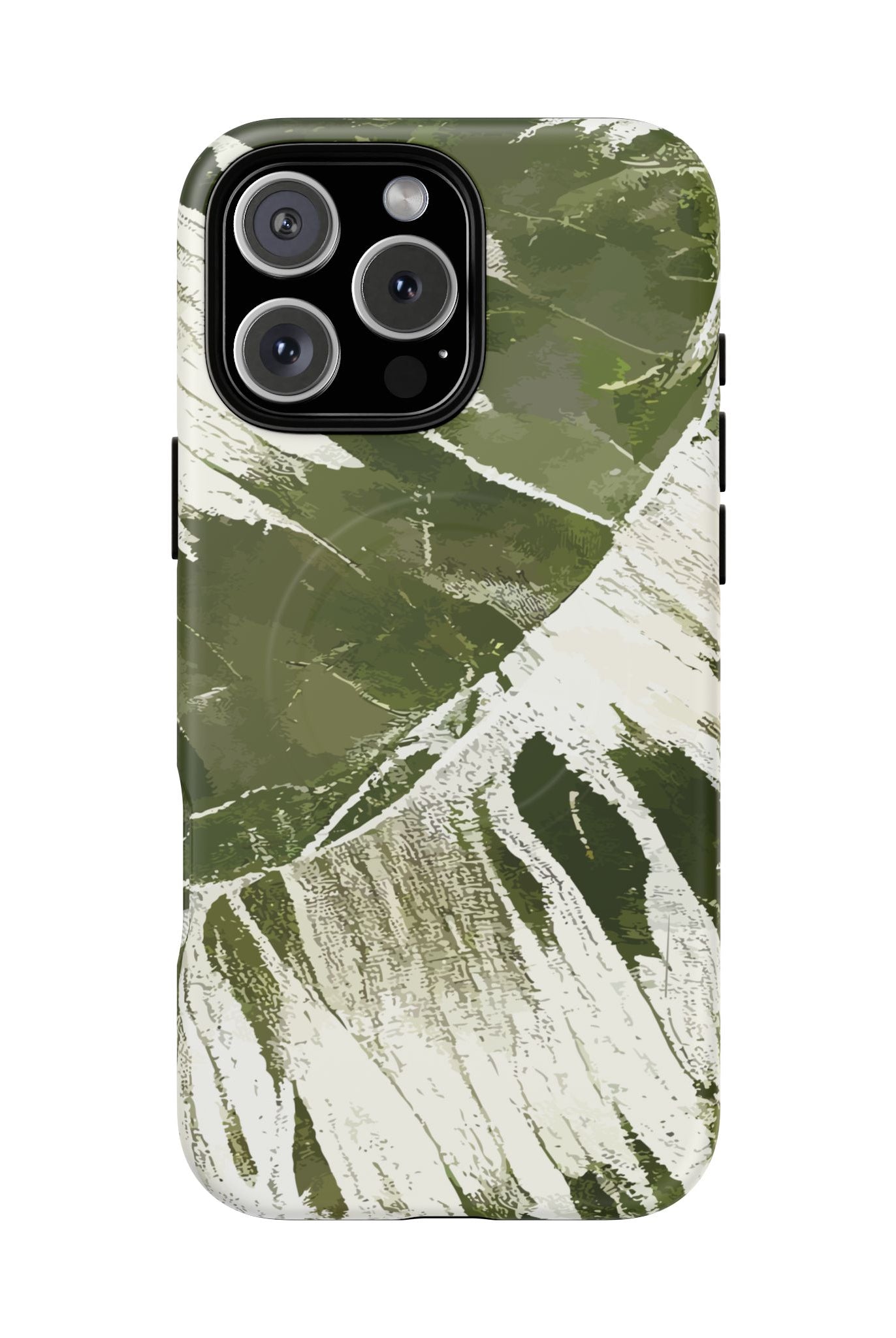 Island Breeze MagSafe iPhone Case iPhone 16 Pro Max Matte - Hawaiian Palm Leaf Olive Green Botanical Design - The Local Banyan