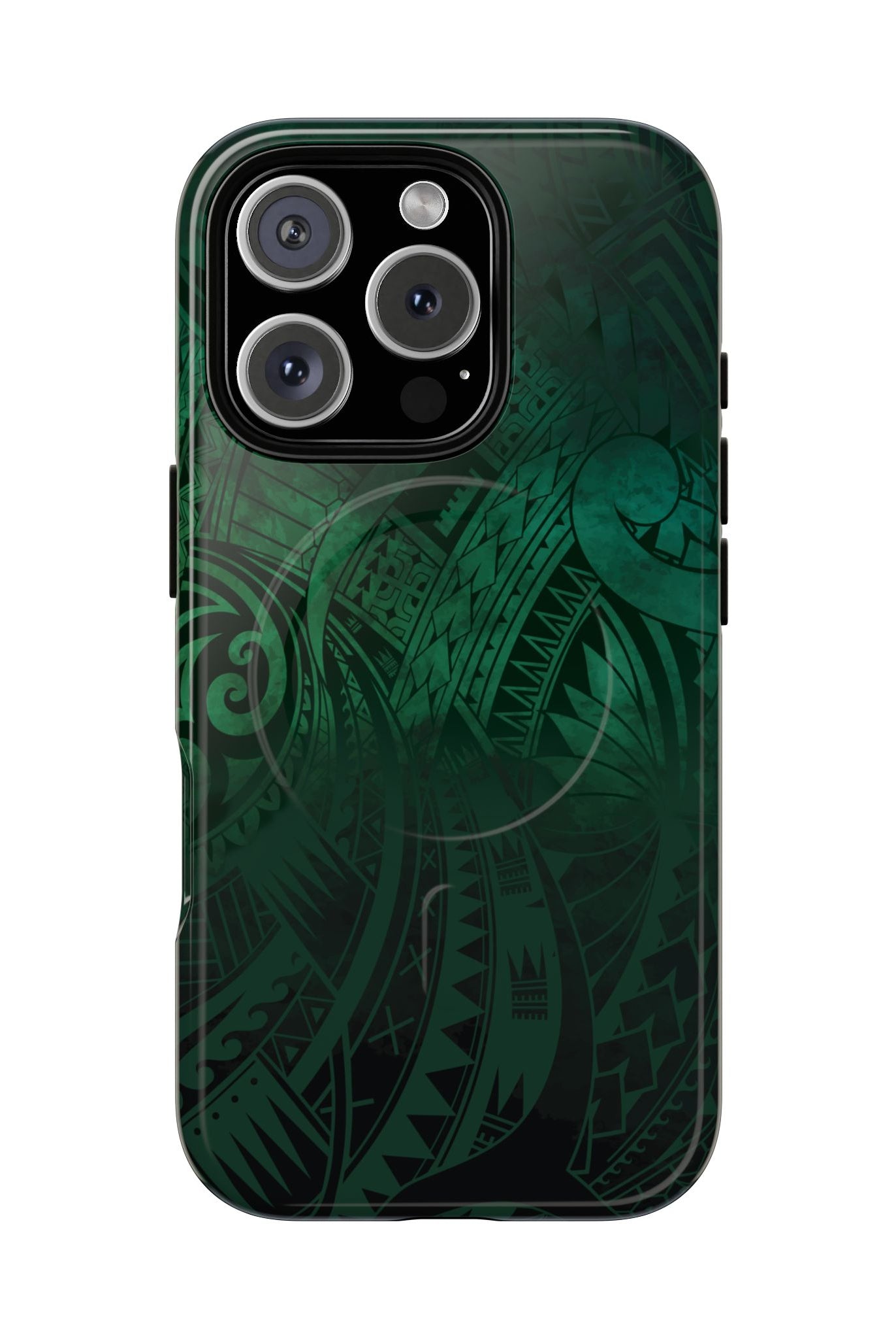 Nahele Spirit MagSafe iPhone Case iPhone 16 Pro Glossy - Hawaiian Forest Green Polynesian Tribal Design - The Local Banyan