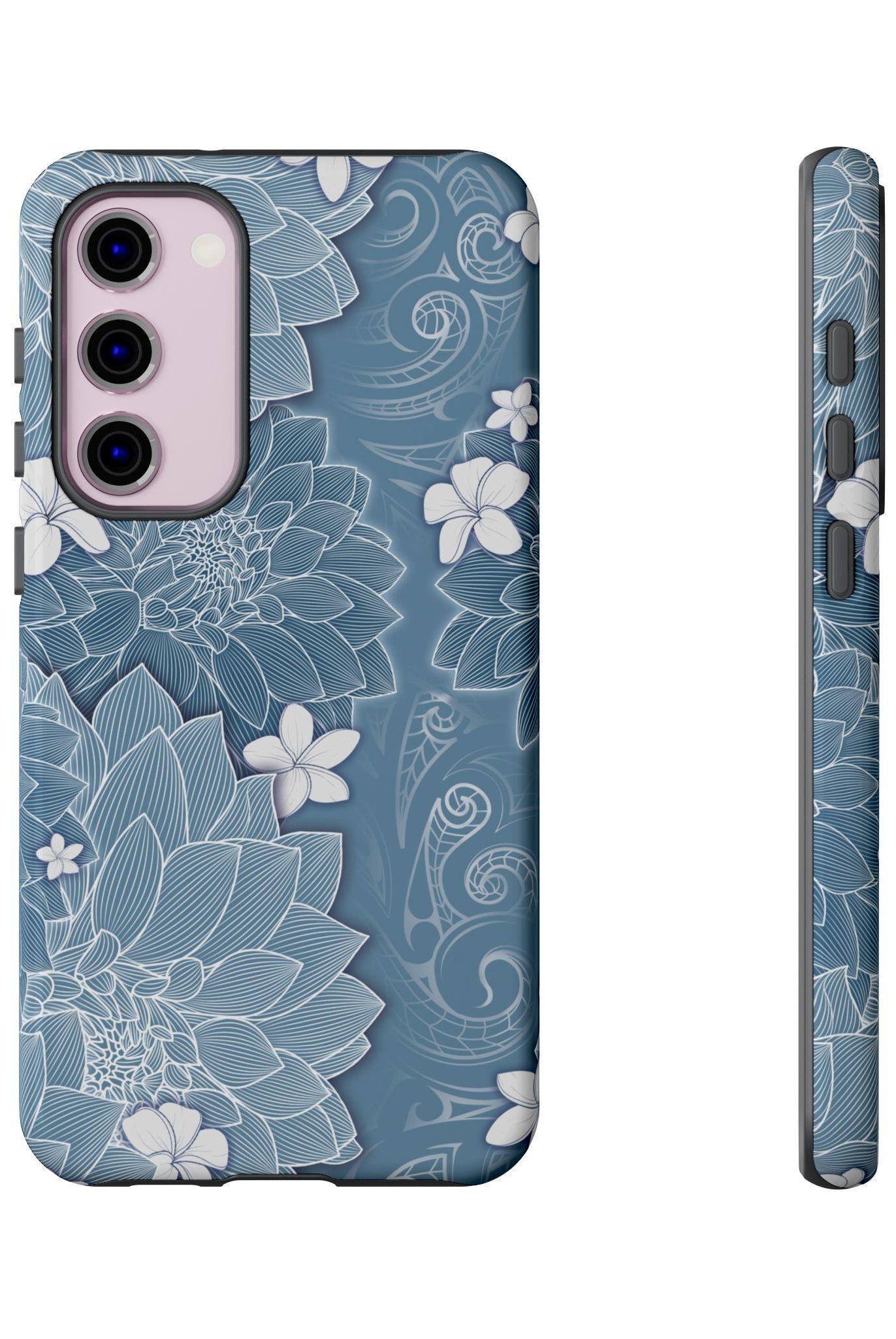 Pua La Tough Samsung Galaxy Case Detail View - Hawaiian Golden Hibiscus Sun Flower Sapphire Design Close Up - The Local Banyan
