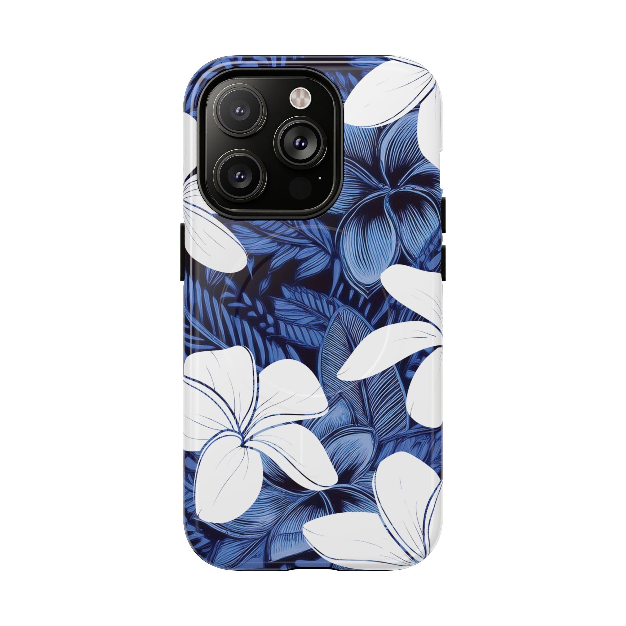 Eternal Blue Plumeria Magnetic Case for iPhone Phone Case The Local Banyan iPhone 14 Pro Glossy