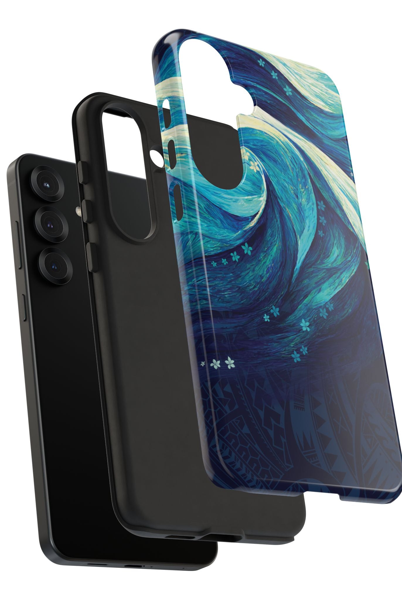 Woman holding Eternal Mana Tough Samsung Galaxy Case - Hawaiian Ocean Wave Polynesian Tribal Design - The Local Banyan