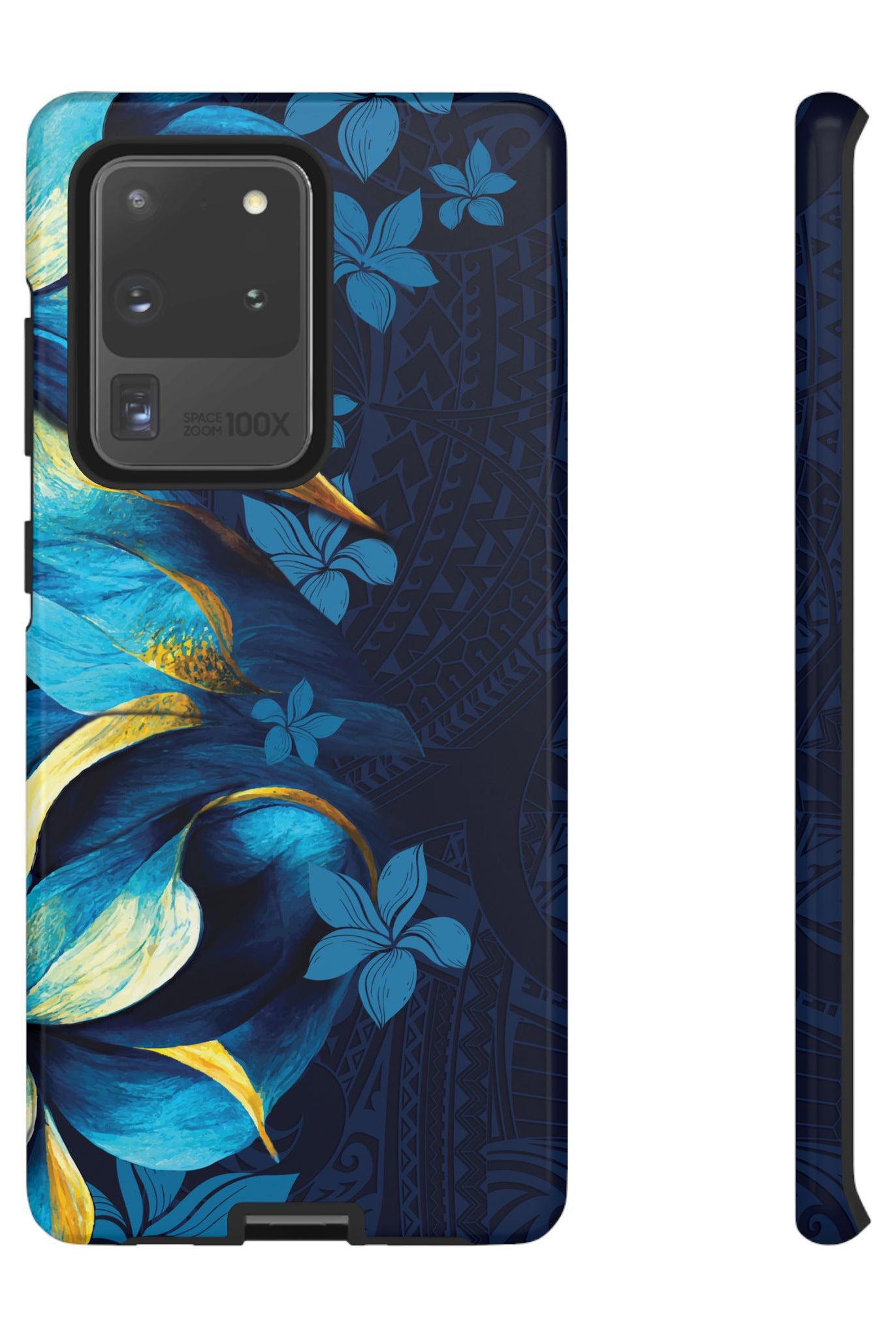Po Mahina Tough Samsung Galaxy Case Samsung Galaxy S20 Ultra Glossy - Hawaiian Moonlit Teal Gold Floral Design - The Local Banyan