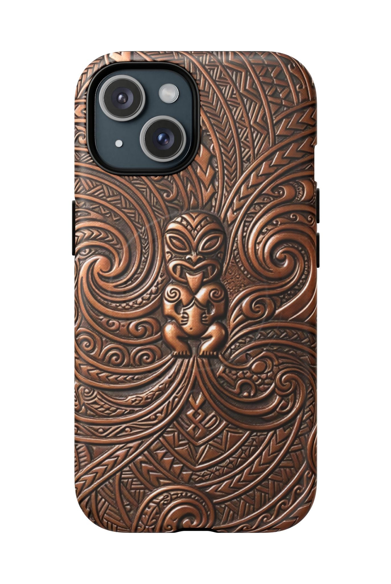 Paa Guardian MagSafe iPhone Case iPhone 15 Matte - Hawaiian Copper Carved Tiki Polynesian Design - The Local Banyan