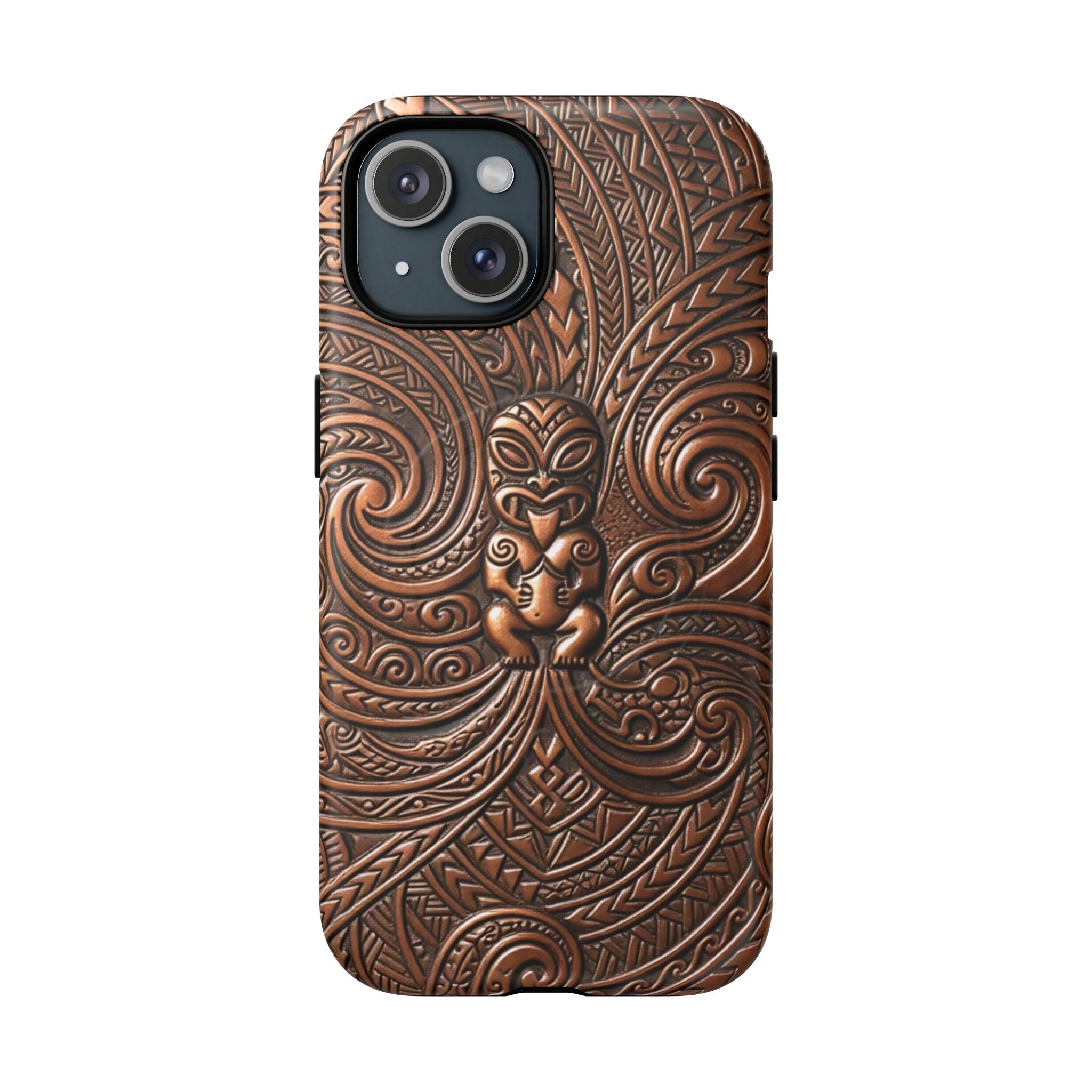 Paa Guardian MagSafe iPhone Case iPhone 15 Matte - Hawaiian Copper Carved Tiki Polynesian Design - The Local Banyan