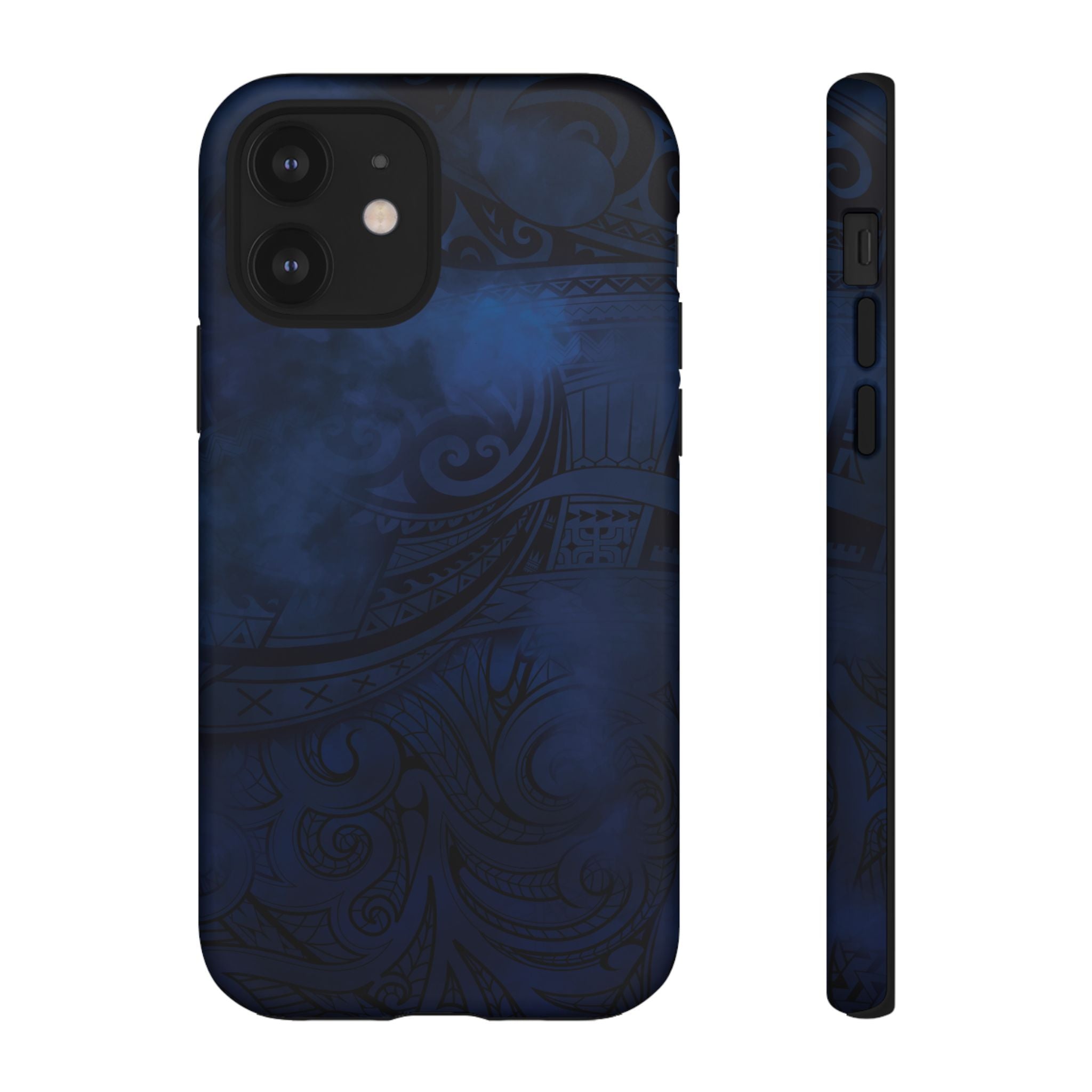 Midnight Essence Tough iPhone Case iPhone 12 Matte - Hawaiian Midnight Navy Polynesian Tribal Design - The Local Banyan
