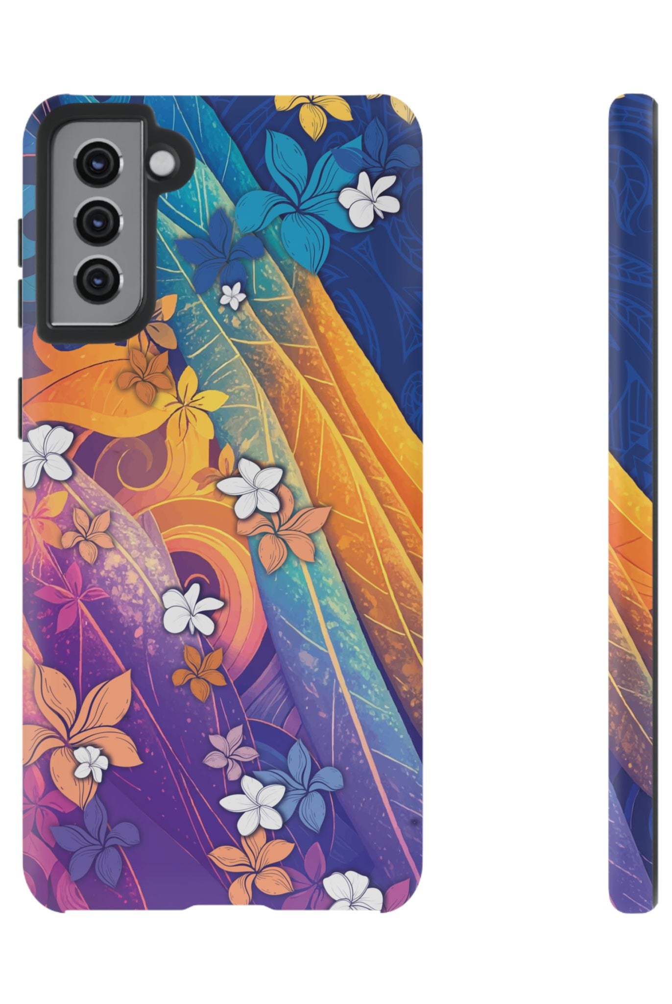 Mauna Sunrise Tough Samsung Galaxy Case Samsung Galaxy S21 Plus Matte - Hawaiian Colorful Sunrise Plumeria Design - The Local Banyan