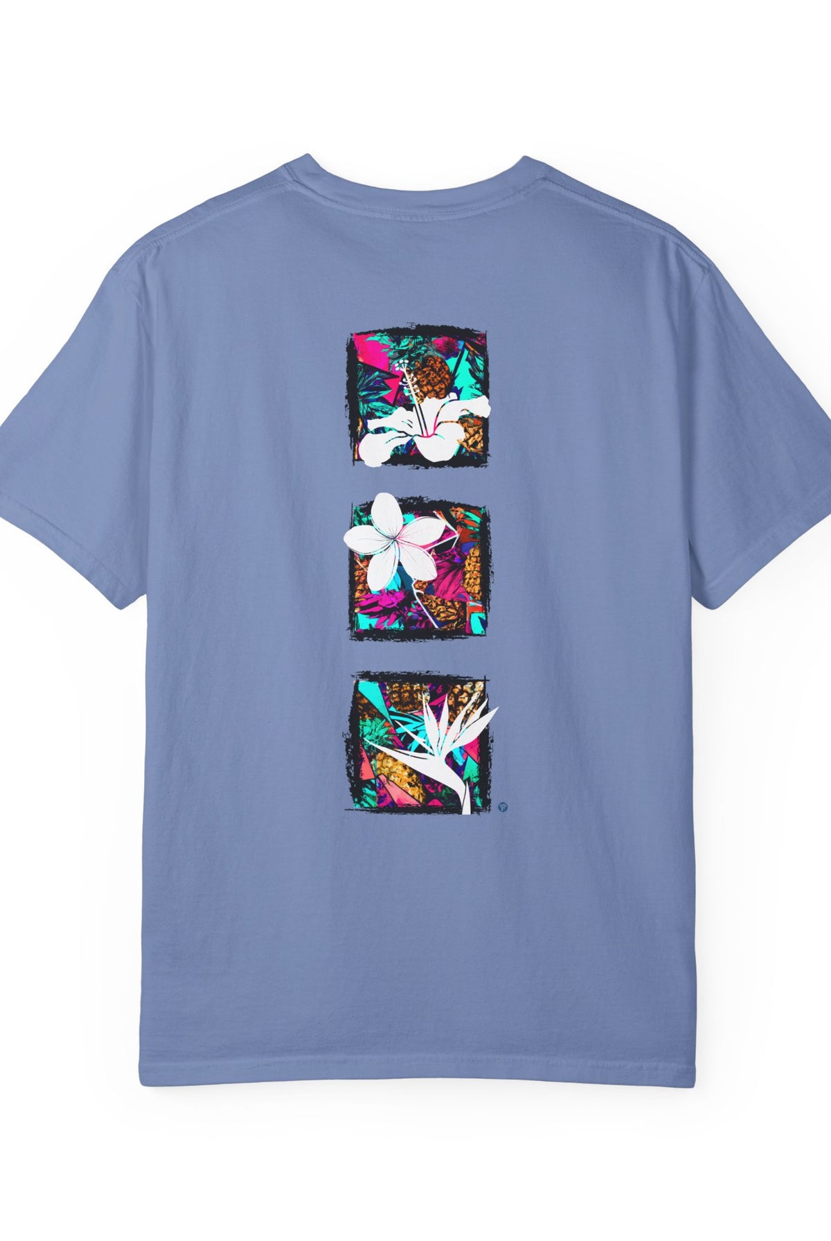 Pineapple Blossom Garment Dyed Tee Topaz Blue 4XL The Local Banyan
