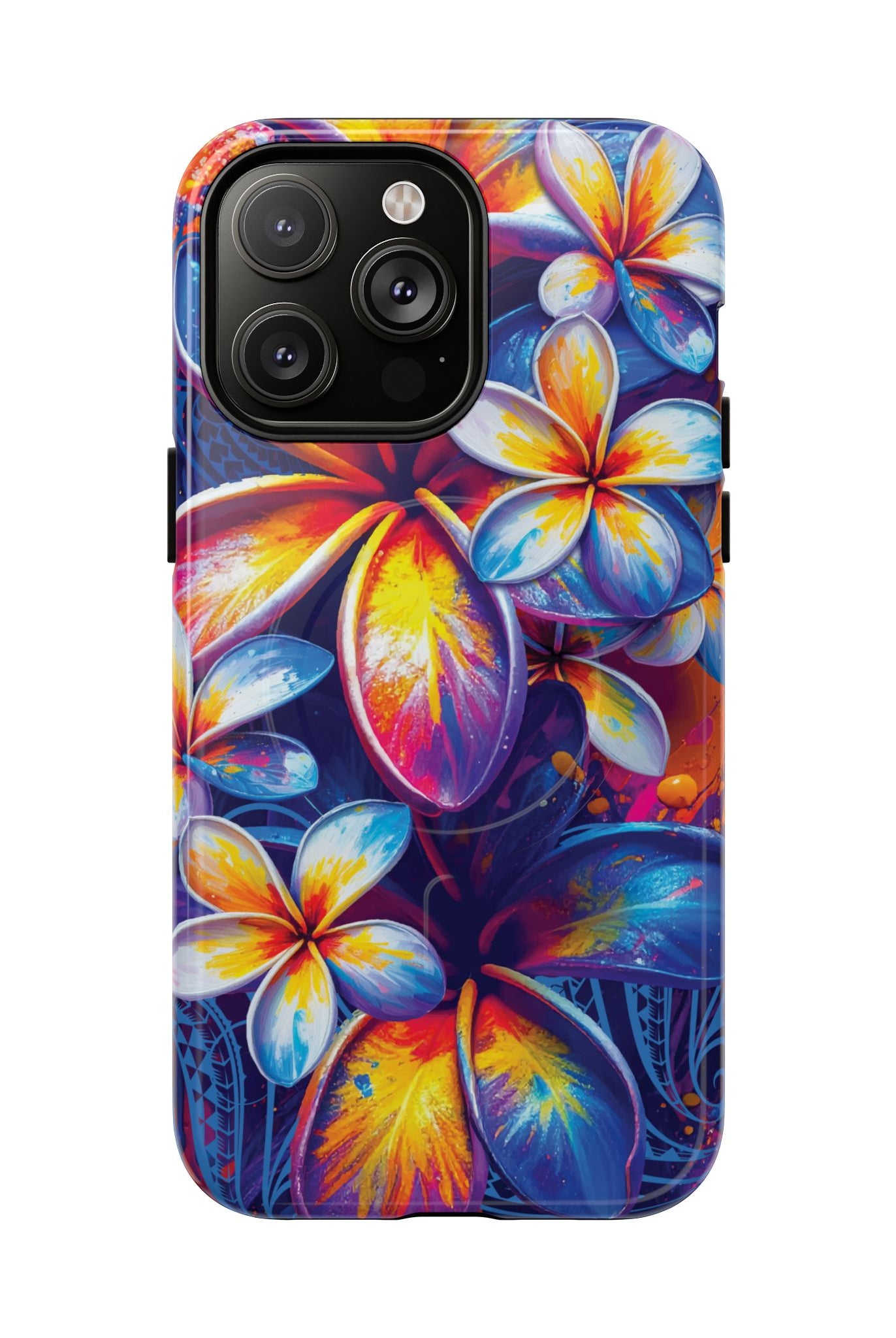 Sunset Ink MagSafe iPhone Case iPhone 14 Pro Max Glossy - Hawaiian Plumeria Street Art Graffiti Tropical Design - The Local Banyan