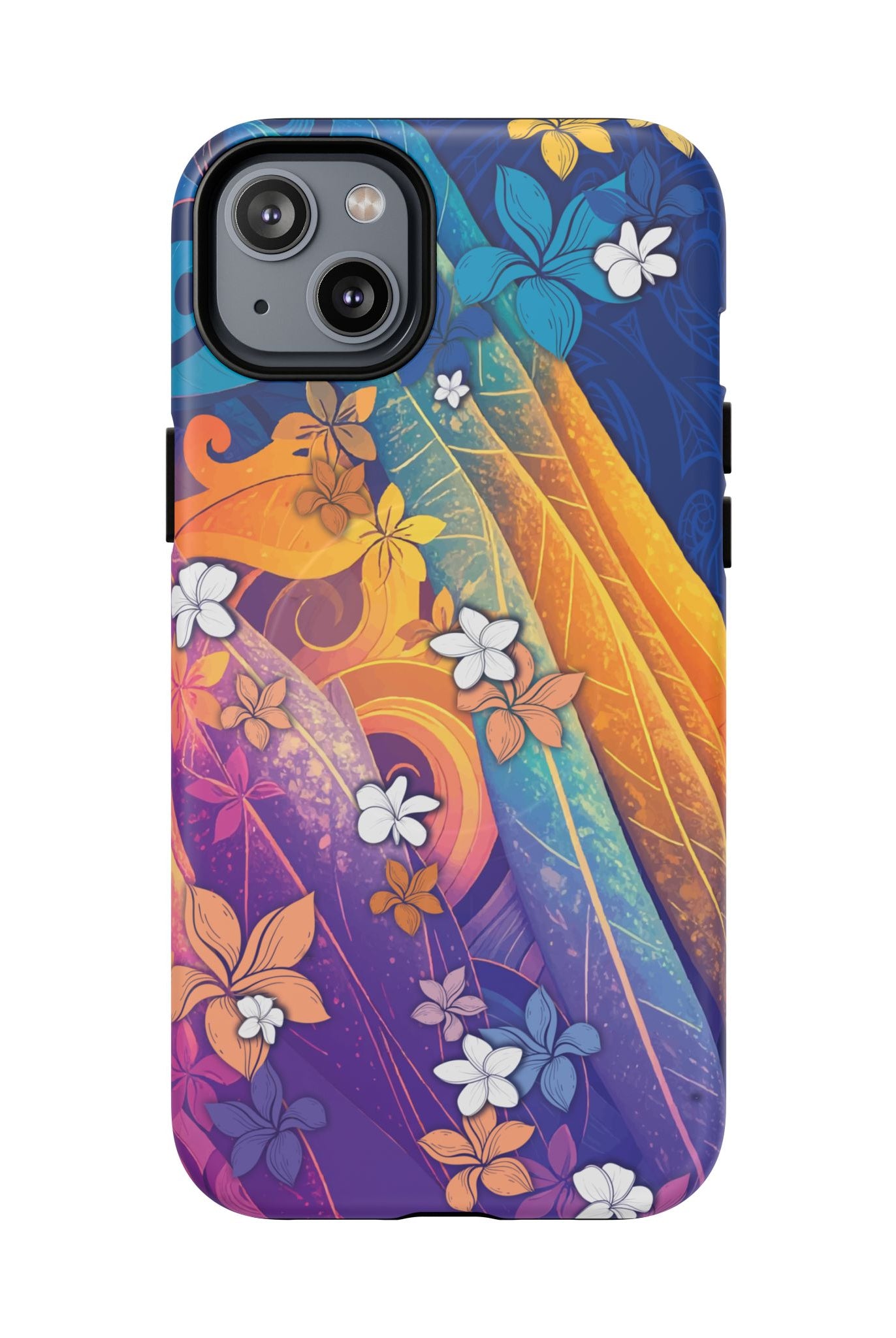 Mauna Sunrise MagSafe iPhone Case iPhone 14 Plus Matte - Hawaiian Colorful Sunrise Plumeria Design - The Local Banyan