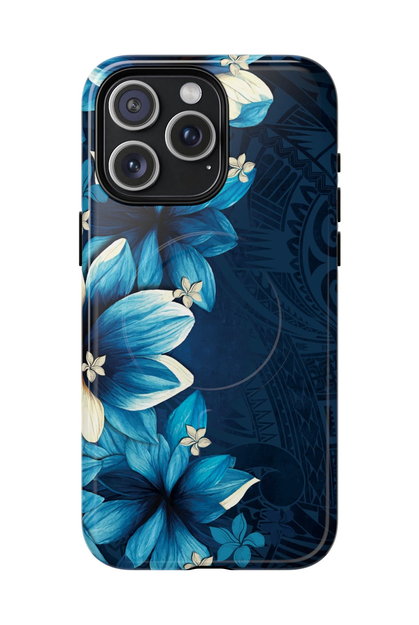 Leilani Nights MagSafe iPhone Case iPhone 15 Pro Max Glossy - Hawaiian Dark Blue Floral Polynesian Design - The Local Banyan