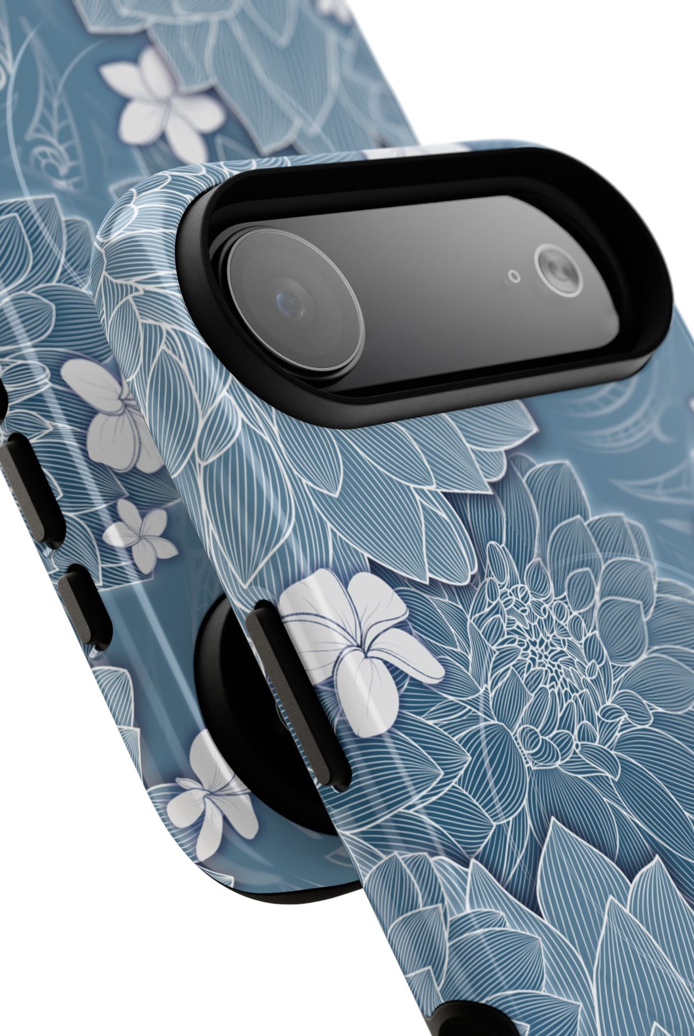 Woman holding Pua La MagSafe iPhone Case - Hawaiian Golden Hibiscus Sun Flower Sapphire Design - The Local Banyan