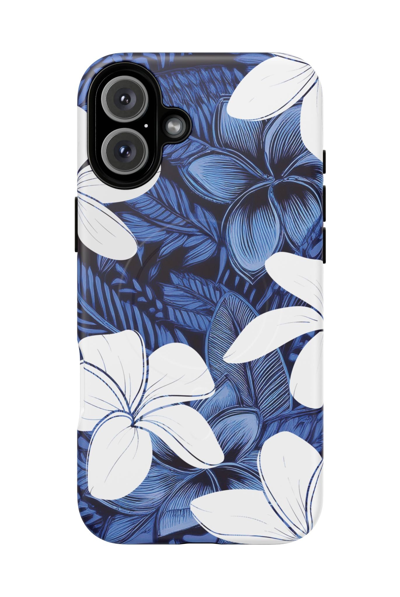 Eternal Blue Plumeria MagSafe iPhone Case iPhone 16 Plus Matte - Hawaiian Blue Plumeria Ocean Floral Design - The Local Banyan