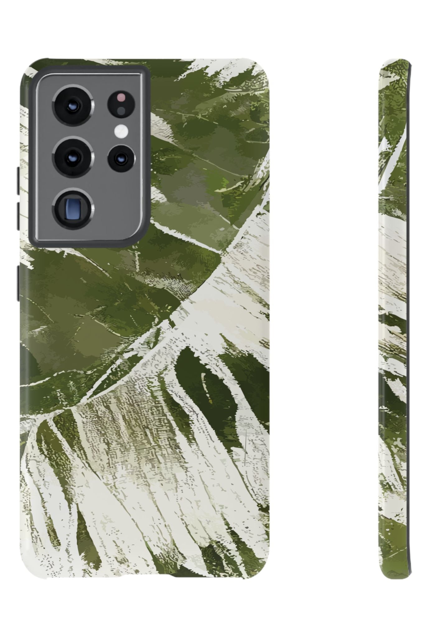 Island Breeze Tough Samsung Galaxy Case Samsung Galaxy S21 Ultra Glossy - Hawaiian Palm Leaf Olive Green Botanical Design - The Local Banyan