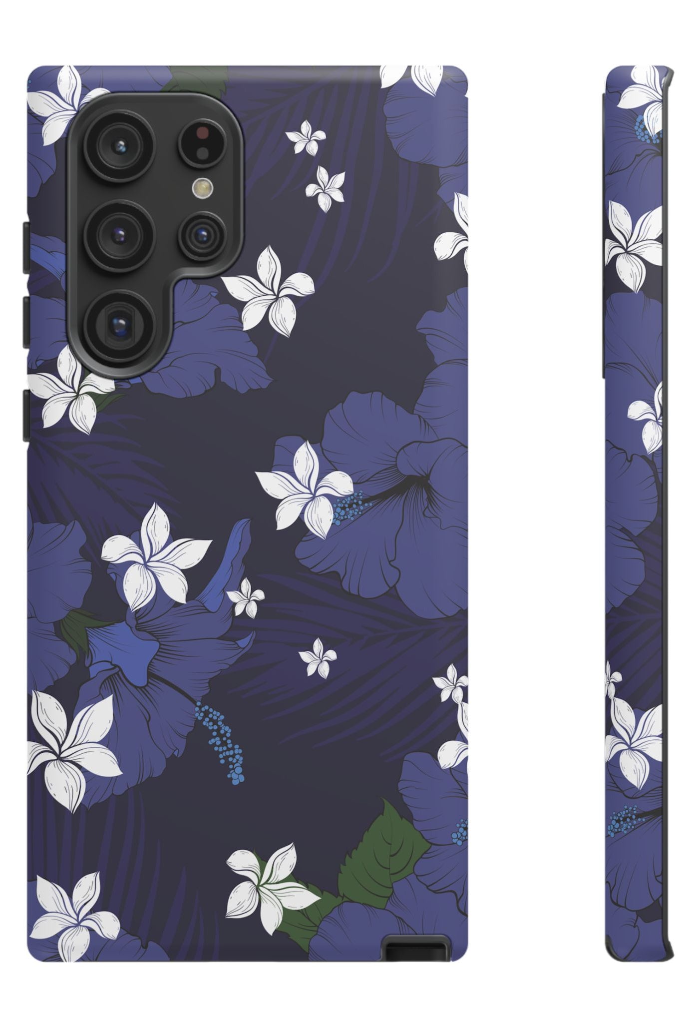 Vintage Blue Tough Samsung Galaxy Case Side View - Dual Layer Drop Protection Hawaiian Phone Case - The Local Banyan