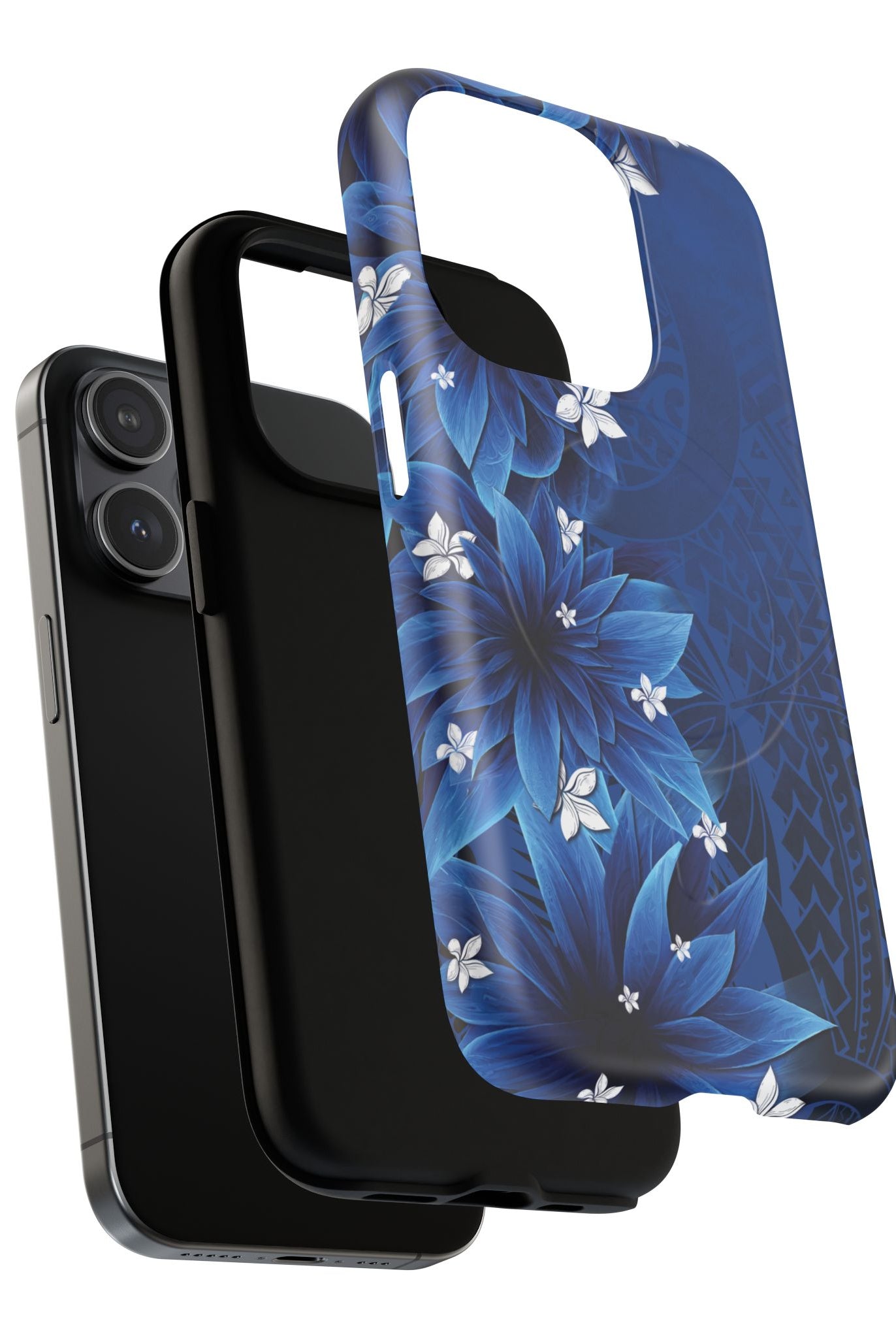 Woman holding Hoku Pua MagSafe iPhone Case - Hawaiian Blue Star Flower Polynesian Design - The Local Banyan