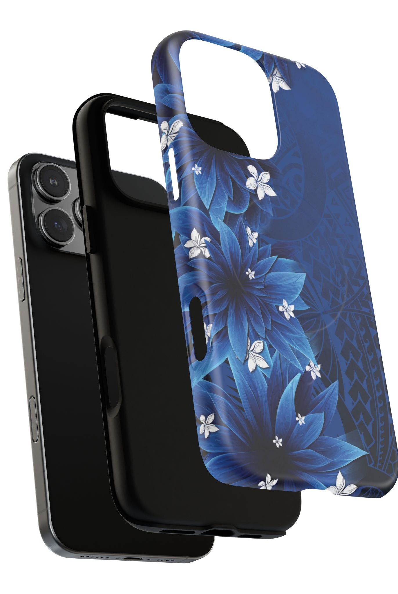 Hoku Pua MagSafe iPhone Case Detail View - Hawaiian Blue Star Flower Polynesian Design Close Up - The Local Banyan