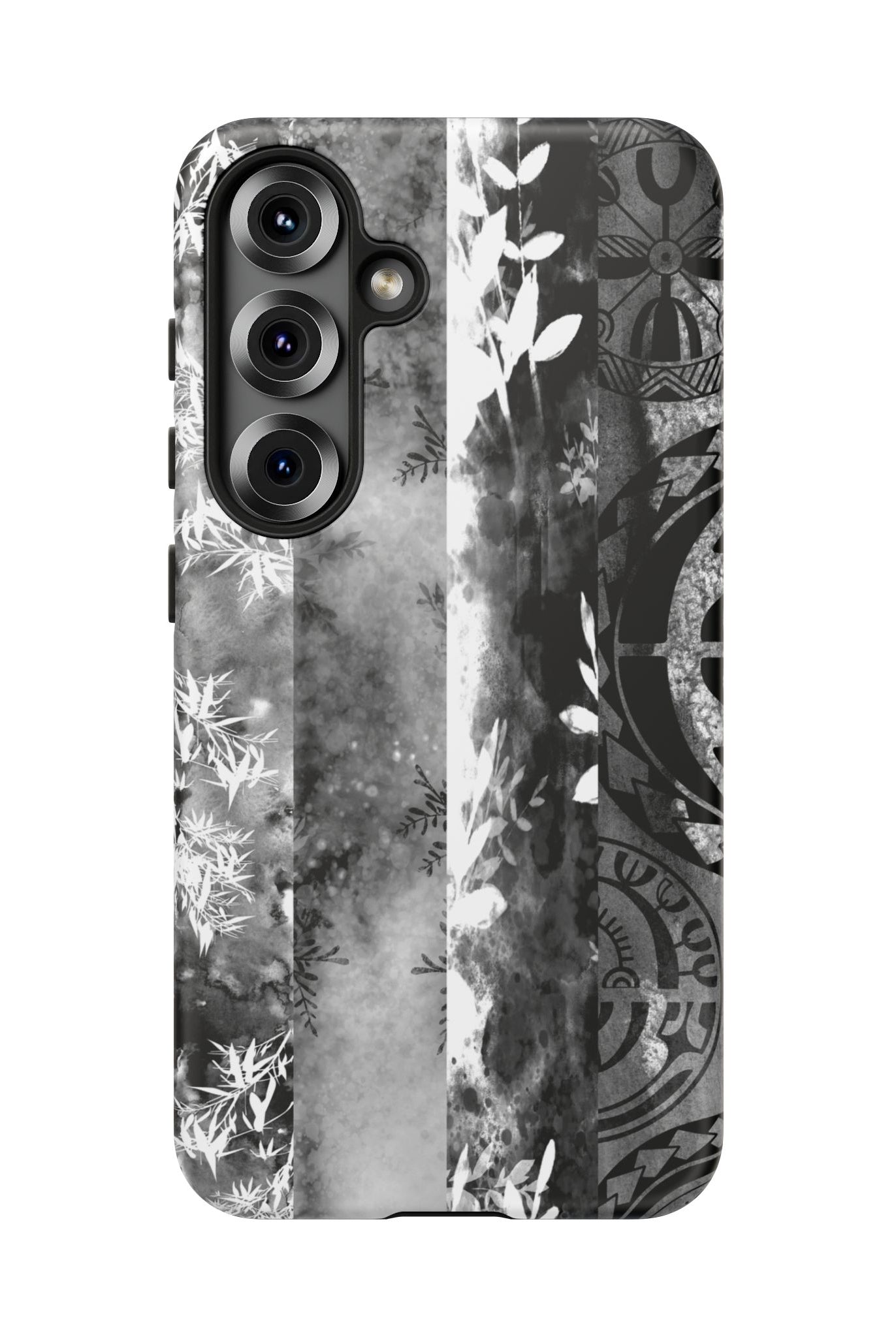 Monochrome Oasis Tough Samsung Galaxy Case Side View - Dual Layer Drop Protection Hawaiian Phone Case - The Local Banyan