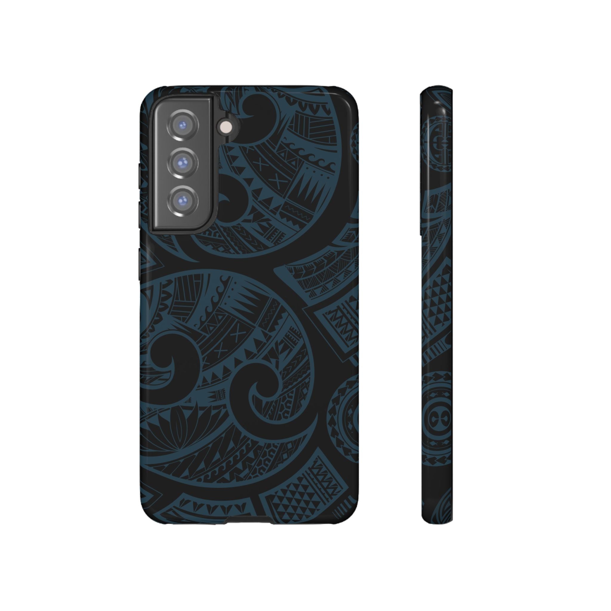 Island Tribal Royal Teal Tough Case for Samsung Galaxy Phone Case The Local Banyan Samsung Galaxy S21 FE Glossy
