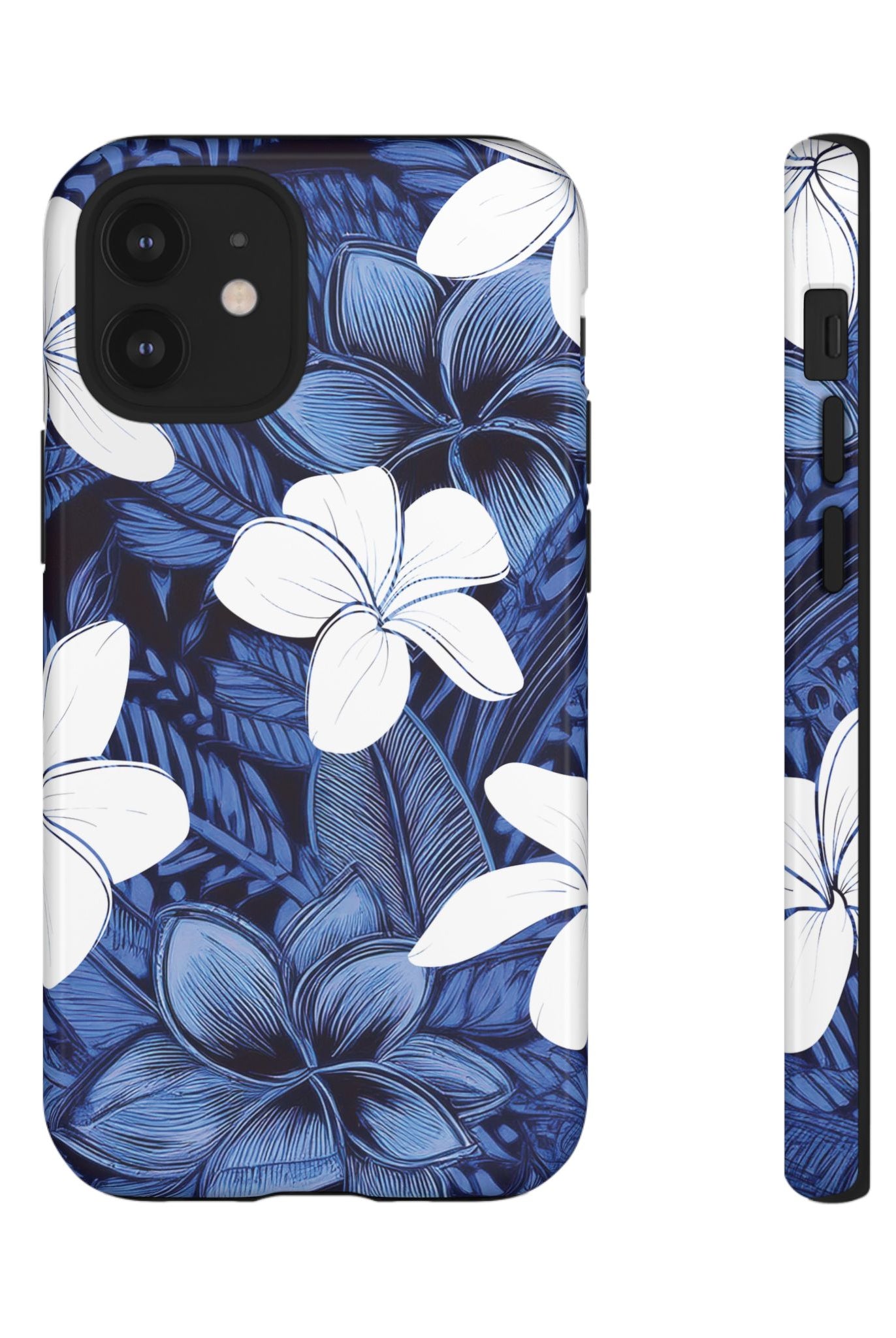 Eternal Blue Plumeria Tough Case for iPhone Phone Case The Local Banyan iPhone 12 Mini Glossy