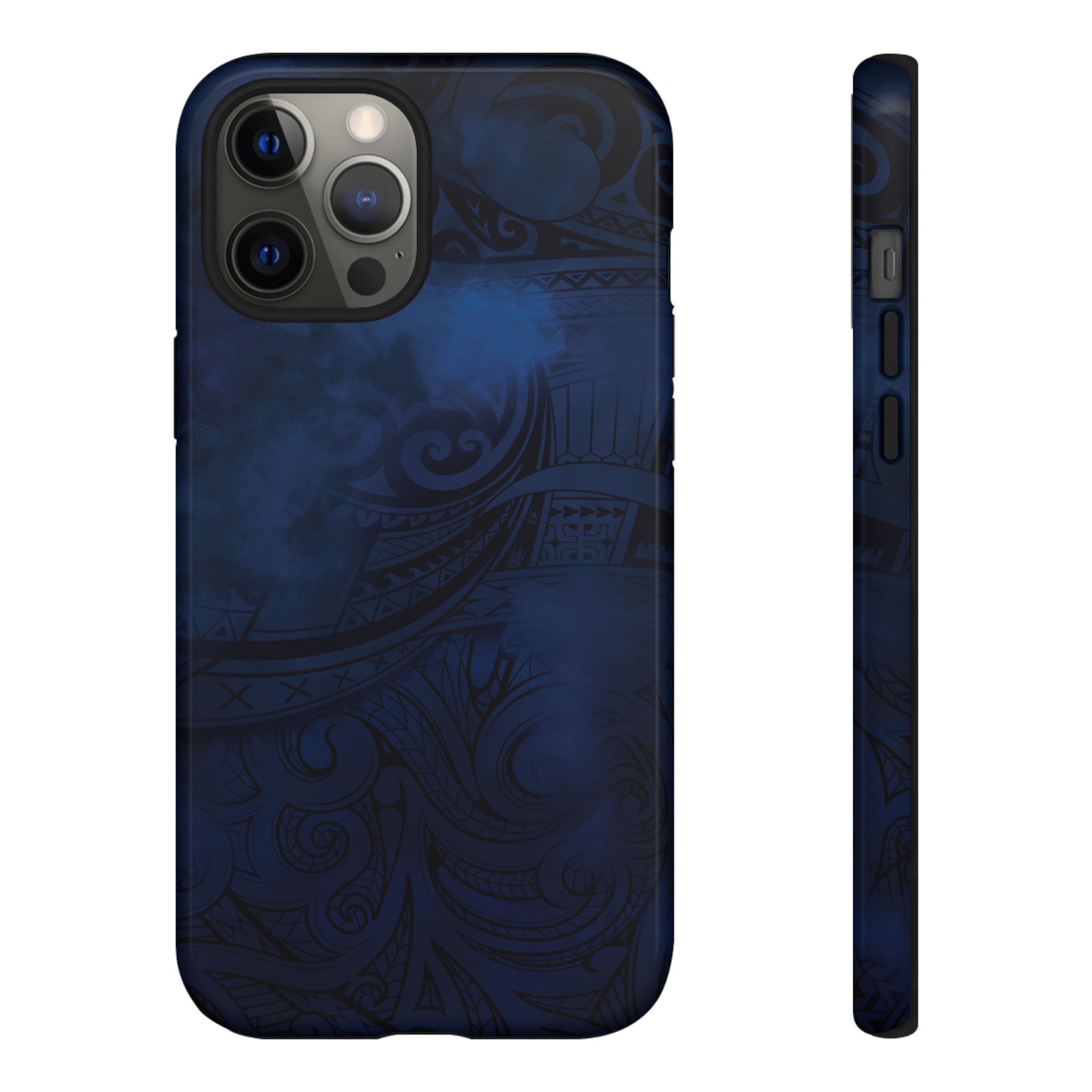 Midnight Essence Tough iPhone Case iPhone 12 Pro Max Glossy - Hawaiian Midnight Navy Polynesian Tribal Design - The Local Banyan