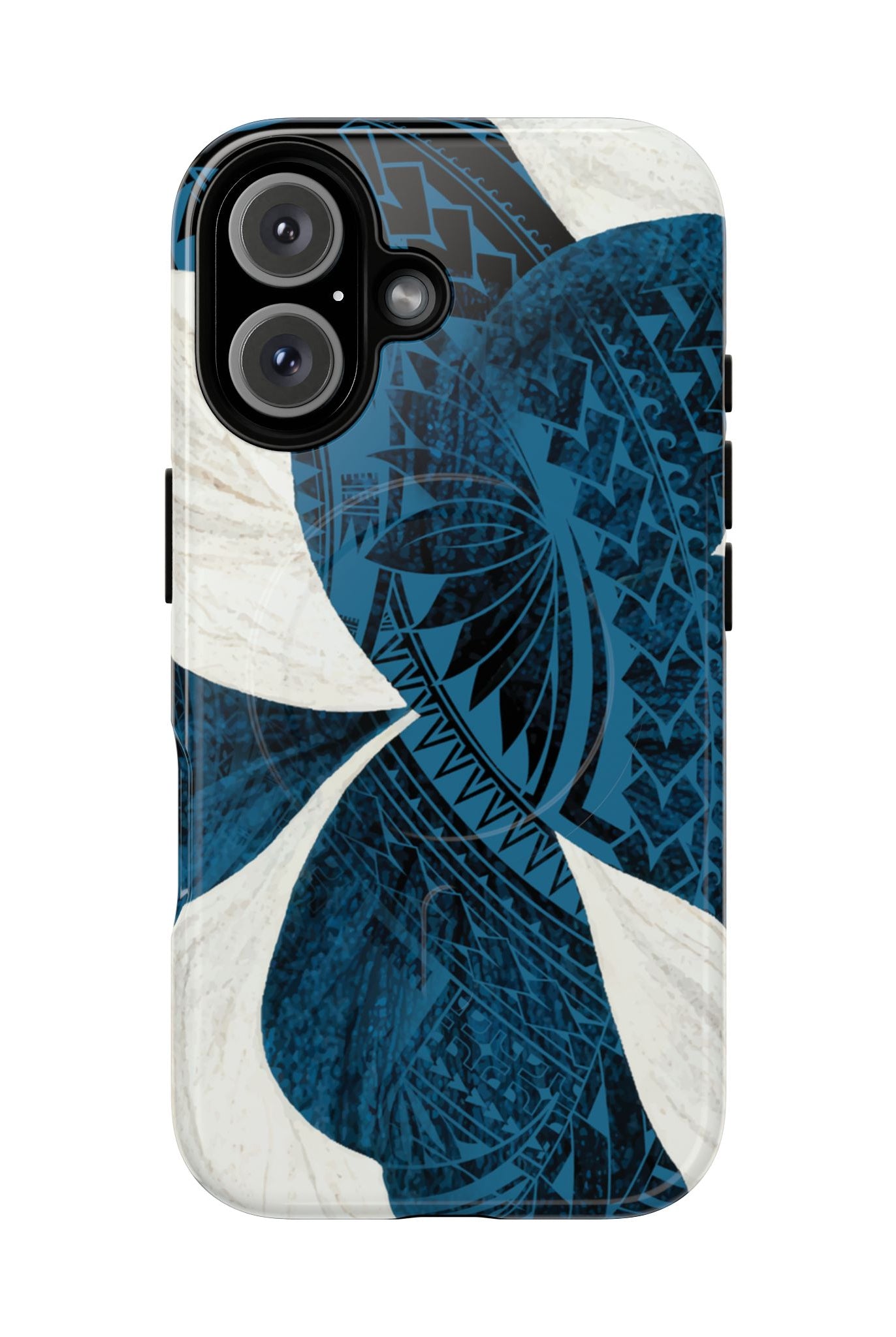 Hana Breeze MagSafe iPhone Case iPhone 16 Glossy - Hawaiian Blue Plumeria Polynesian Botanical Design - The Local Banyan