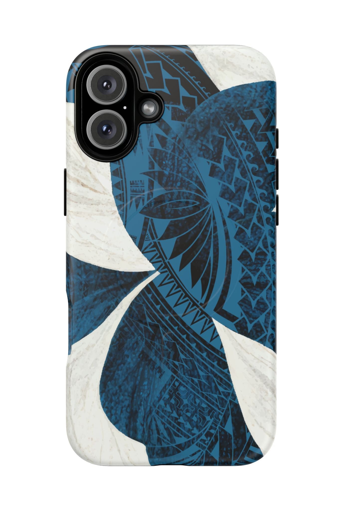 Hana Breeze MagSafe iPhone Case iPhone 16 Plus Matte - Hawaiian Blue Plumeria Polynesian Botanical Design - The Local Banyan