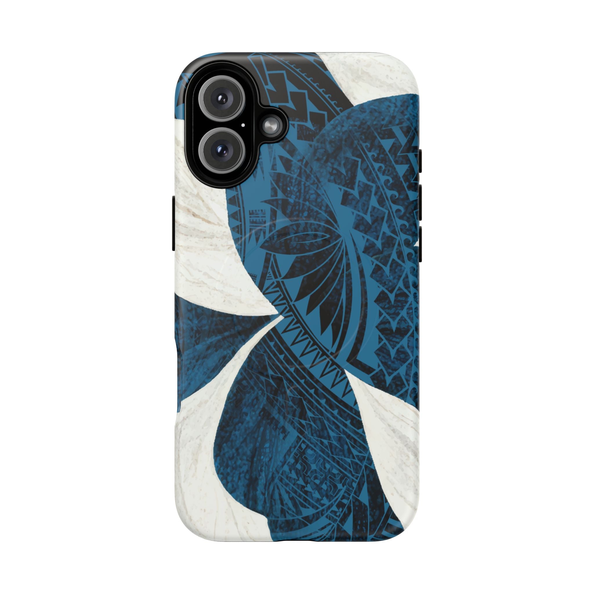 Hana Breeze MagSafe iPhone Case iPhone 16 Plus Matte - Hawaiian Blue Plumeria Polynesian Botanical Design - The Local Banyan